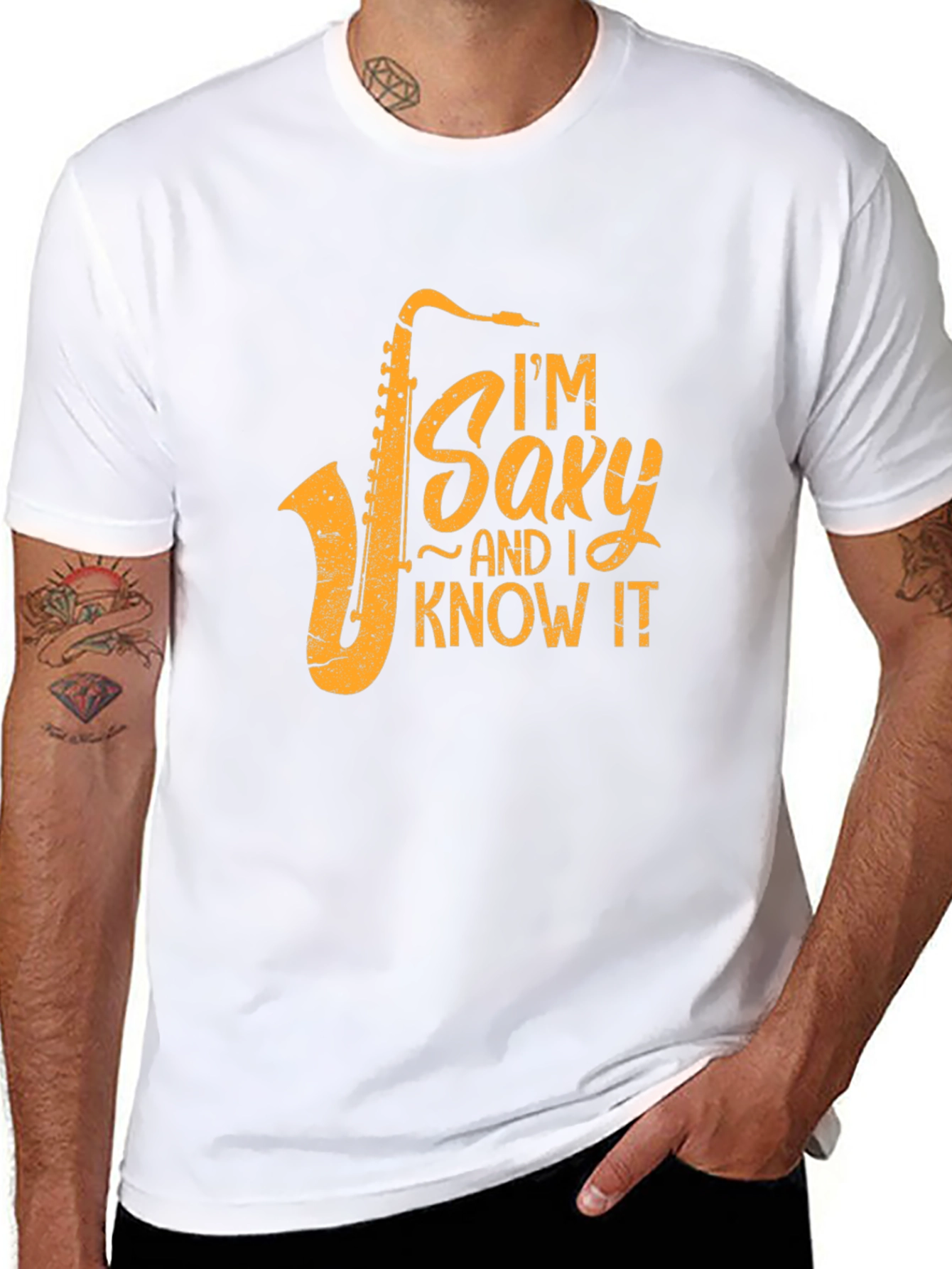 Im Saxy and I Know It Black Cotton Tee