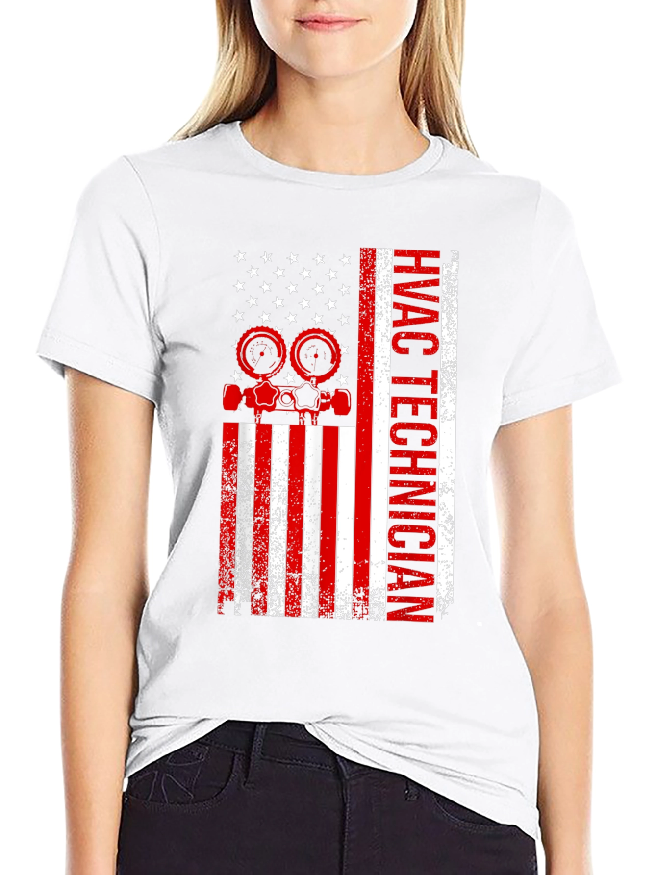 HVAC Technician American Flag Graphic T-Shirt