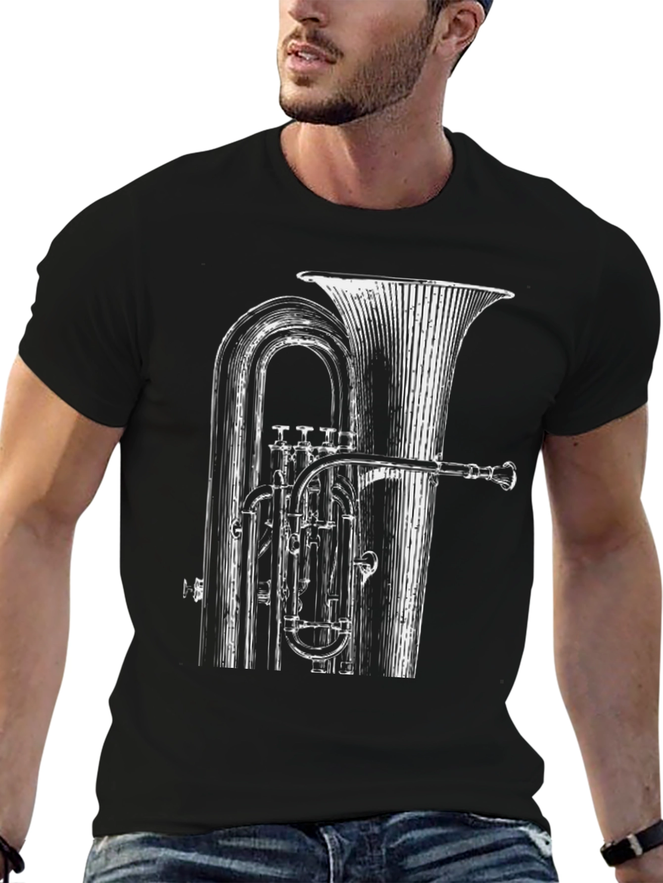 Tuba Graphic Tee - Musicians Black T-Shirt