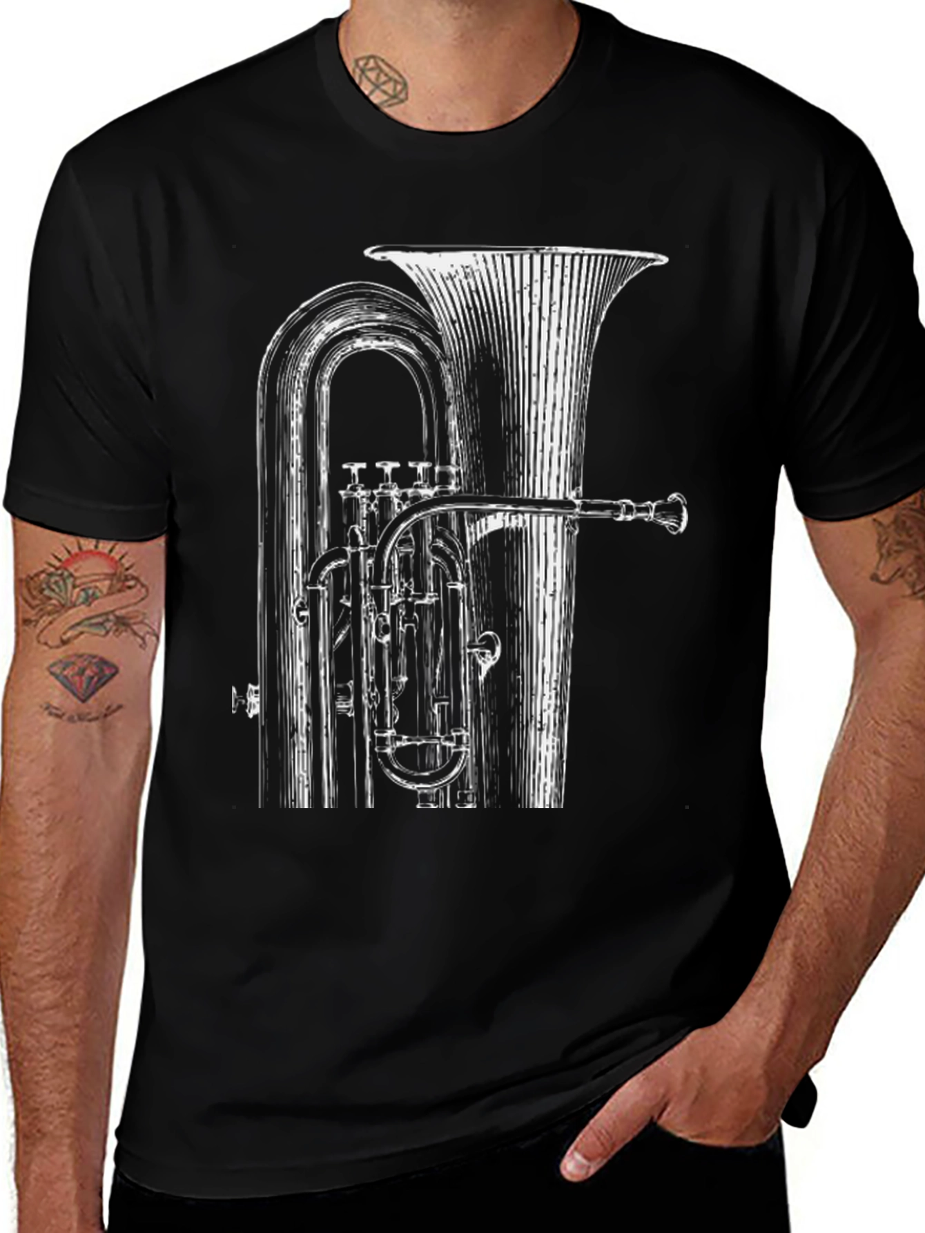 Tuba Graphic Tee - Musicians Black T-Shirt