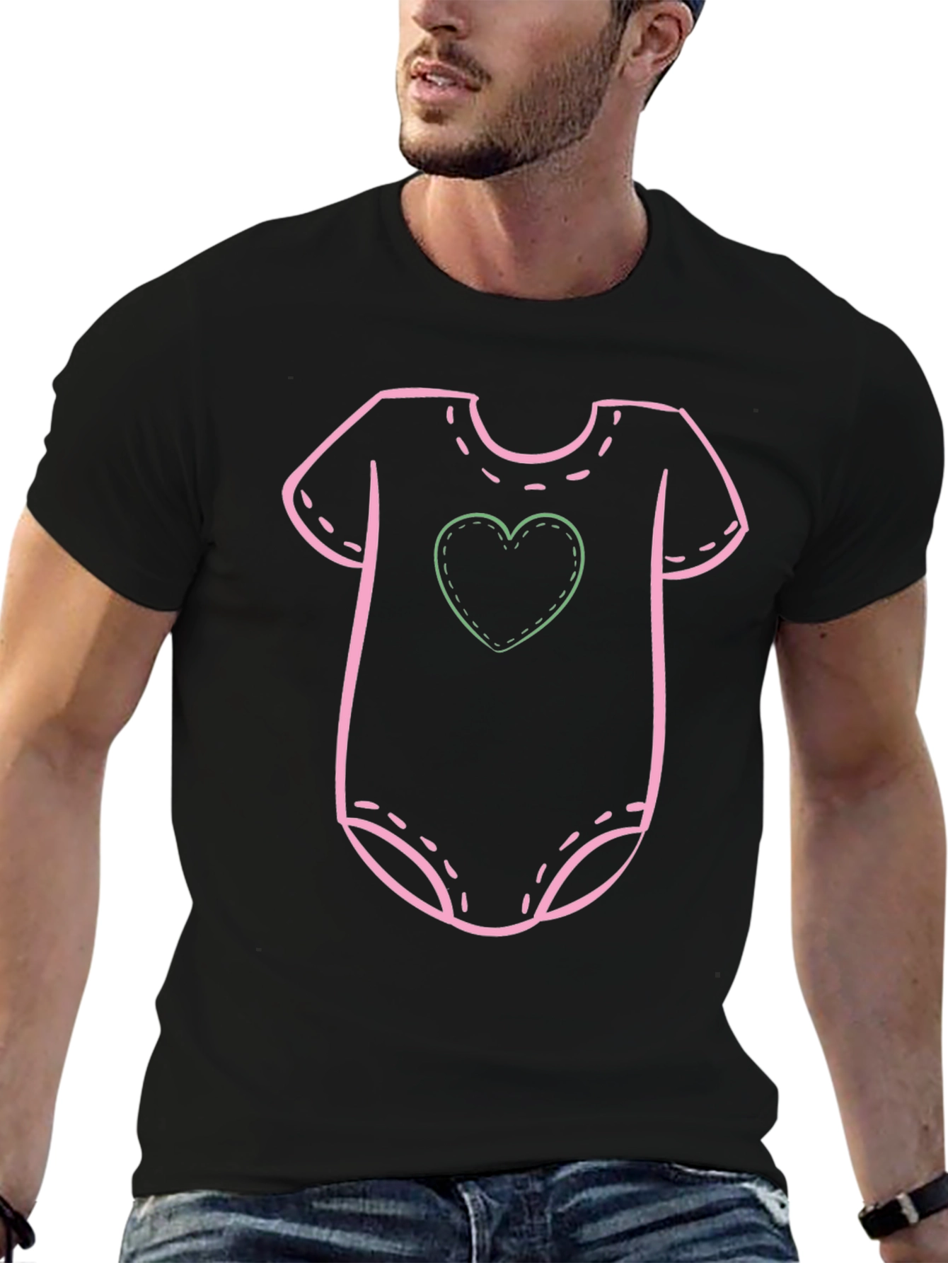 Baby Onesie Graphic Tee - Pink and Green