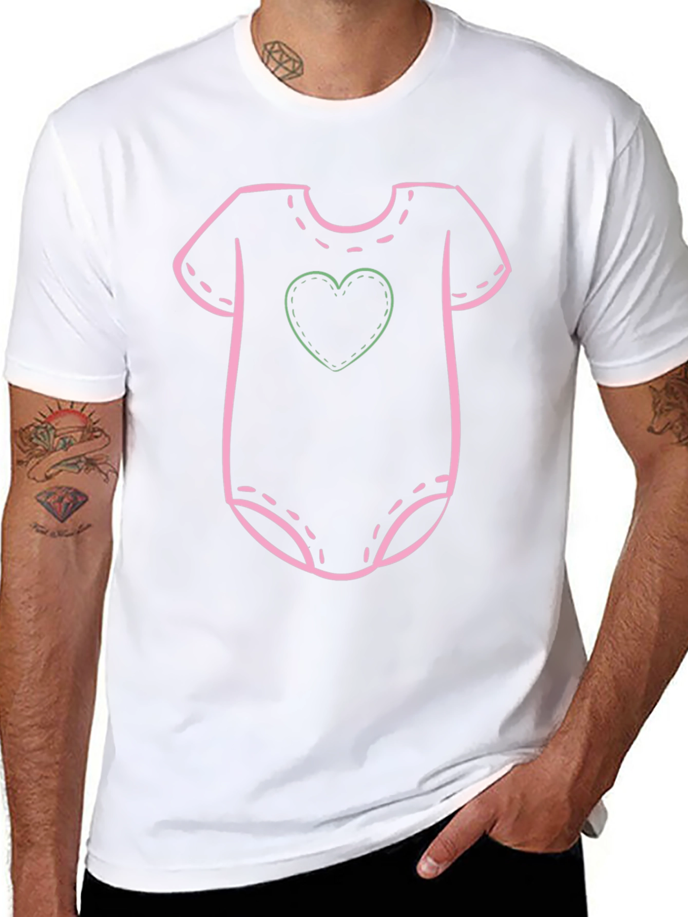 Baby Onesie Graphic Tee - Pink and Green