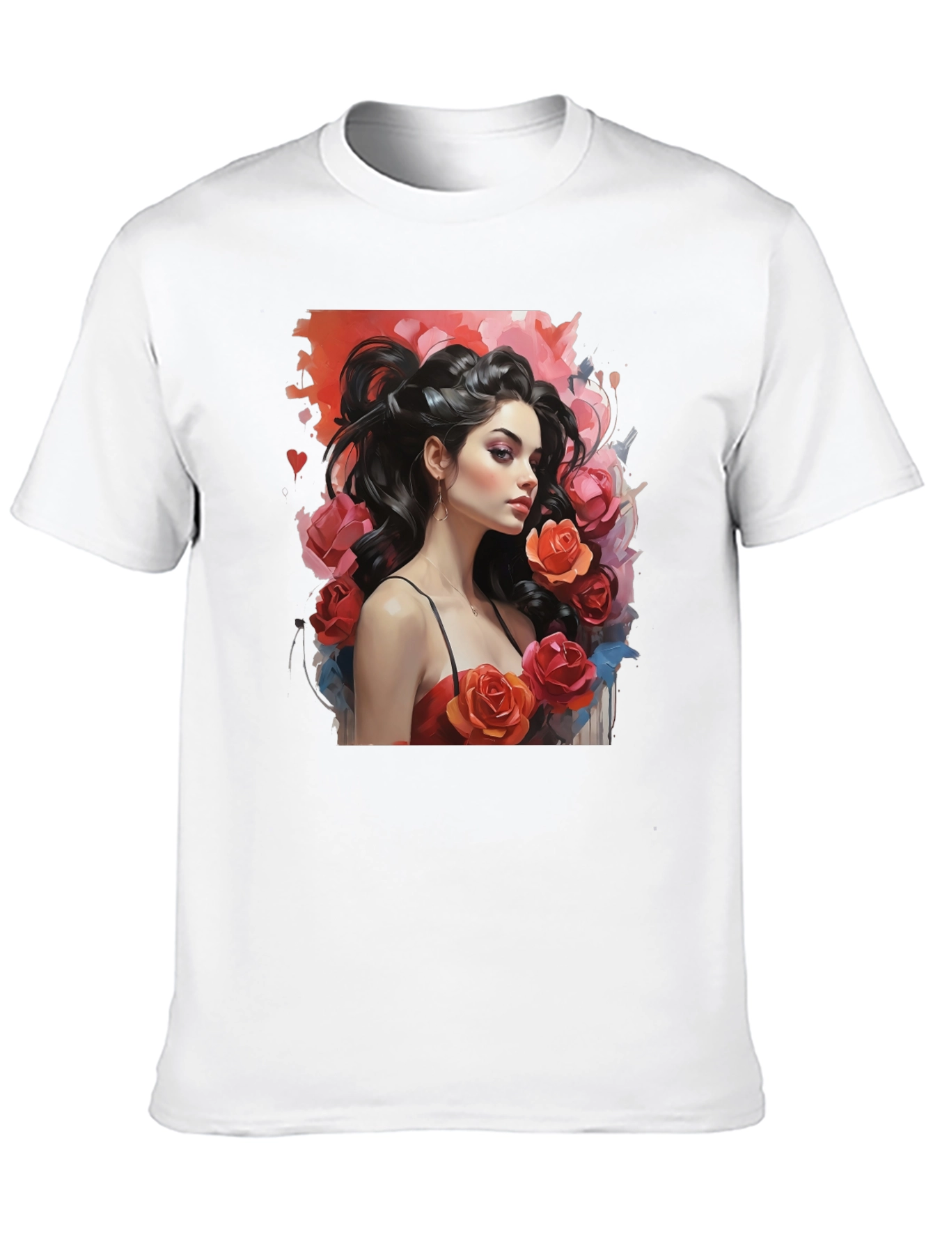 Floral Woman Graphic T-Shirt - Stylish Black Tee