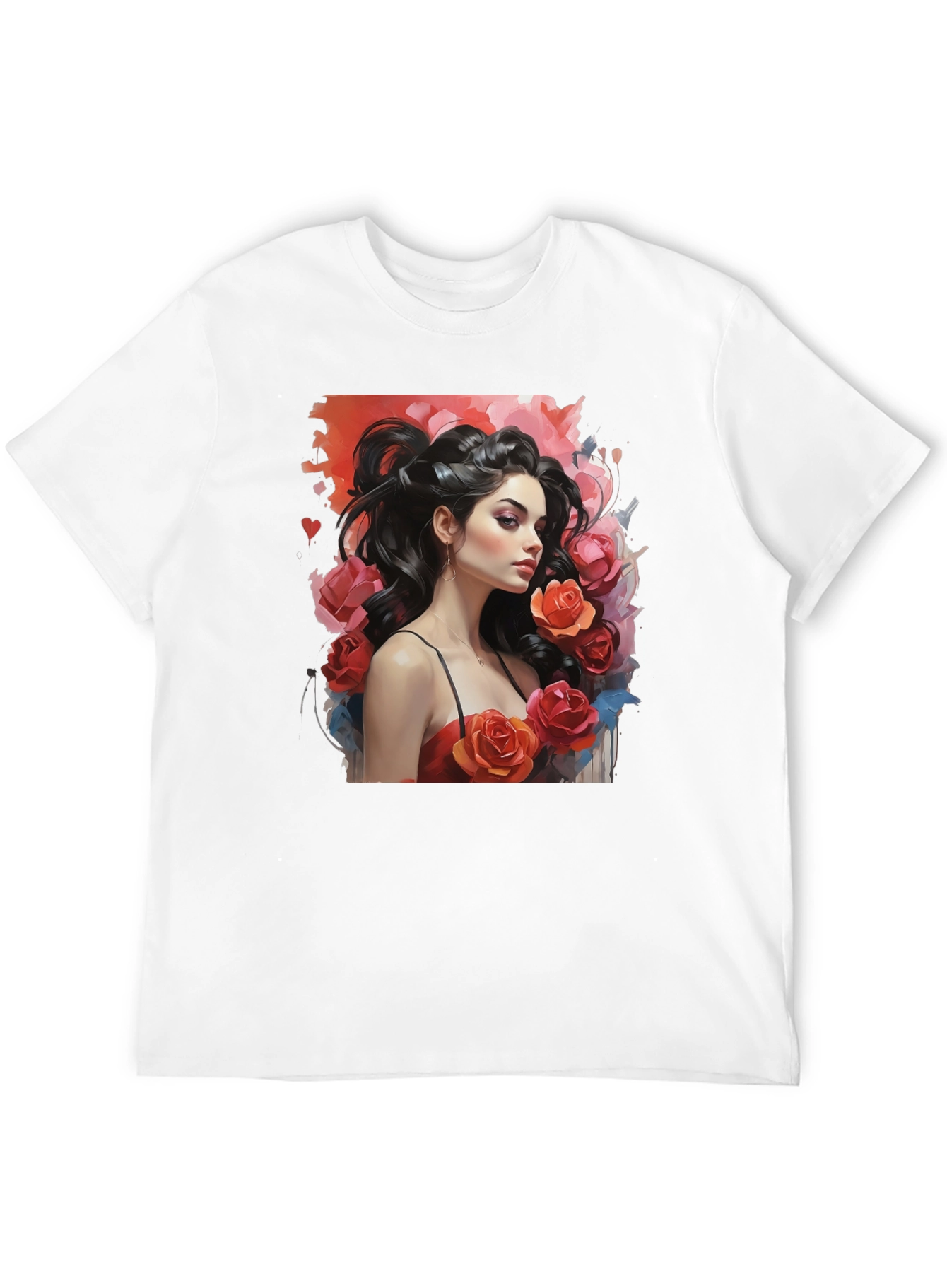 Floral Woman Graphic T-Shirt - Stylish Black Tee