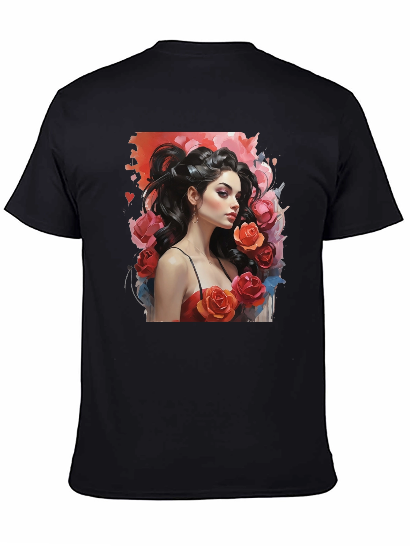 Floral Woman Graphic T-Shirt - Stylish Black Tee
