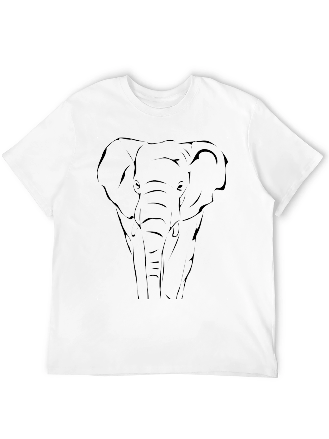 Elephant Outline Graphic Tee - Black