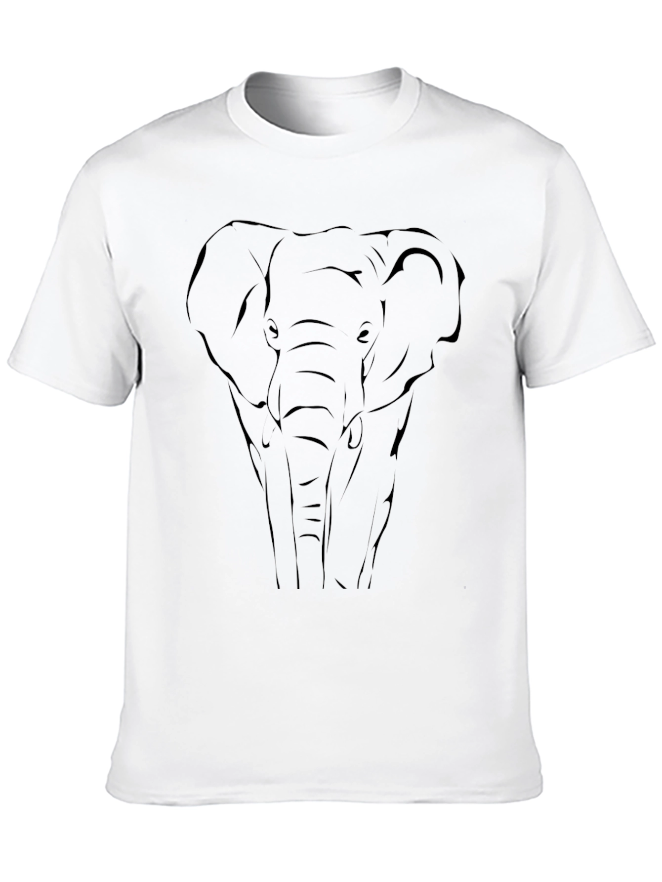 Elephant Outline Graphic Tee - Black