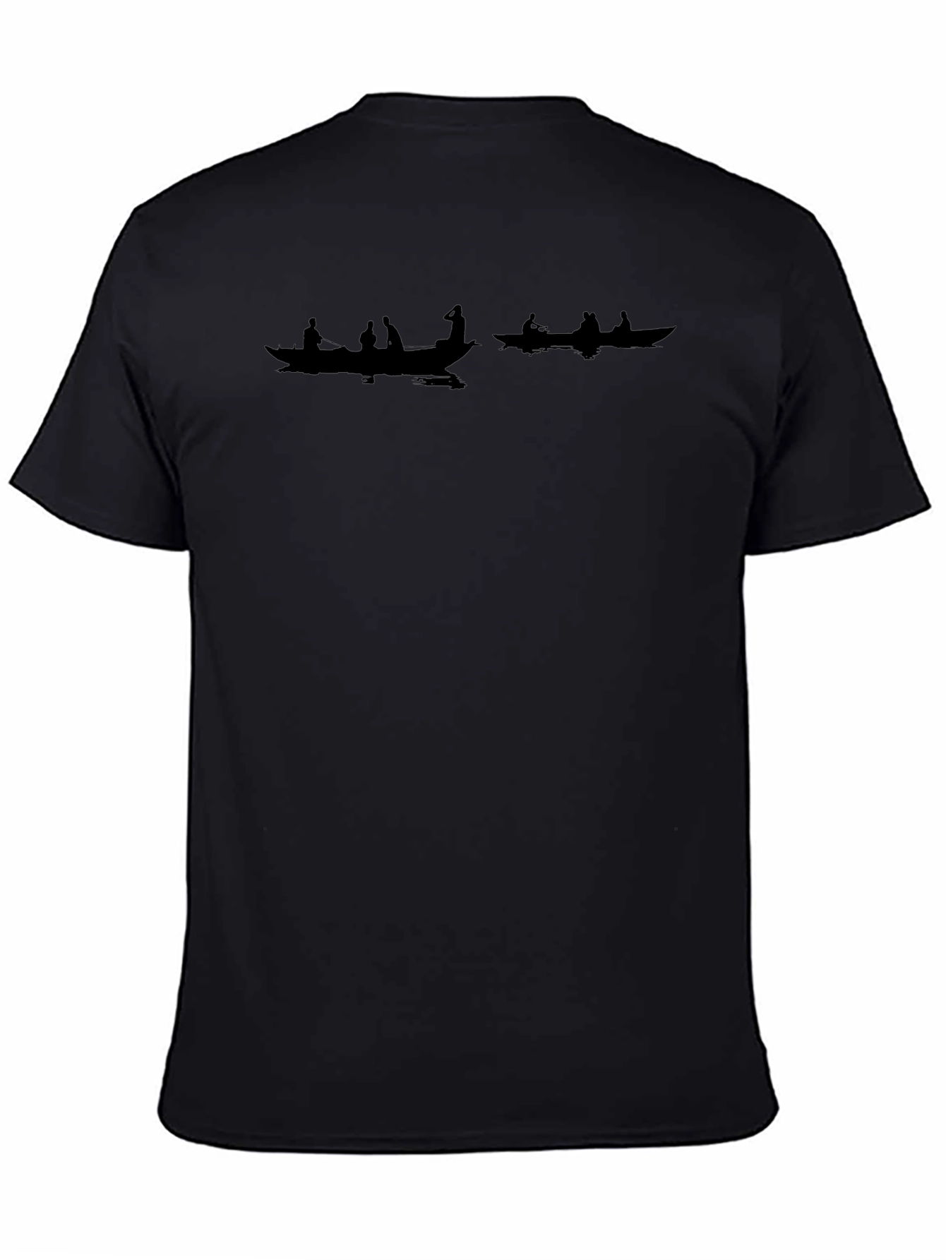 Mens Black Graphic T-Shirt - Boat Silhouette Design