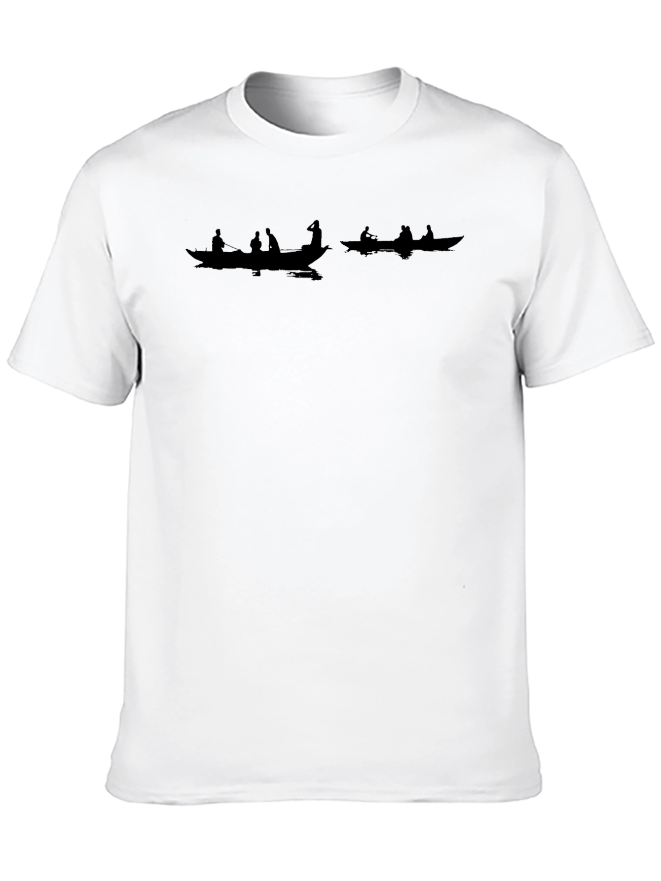 Mens Black Graphic T-Shirt - Boat Silhouette Design