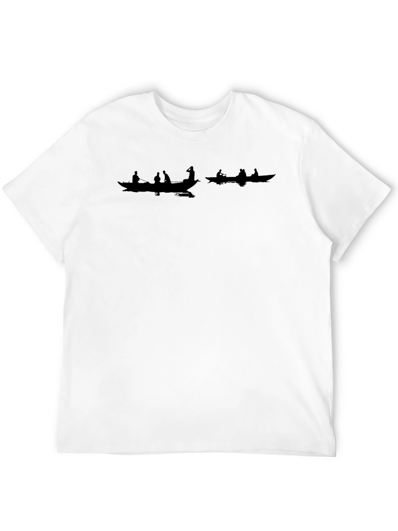 Mens Black Graphic T-Shirt - Boat Silhouette Design