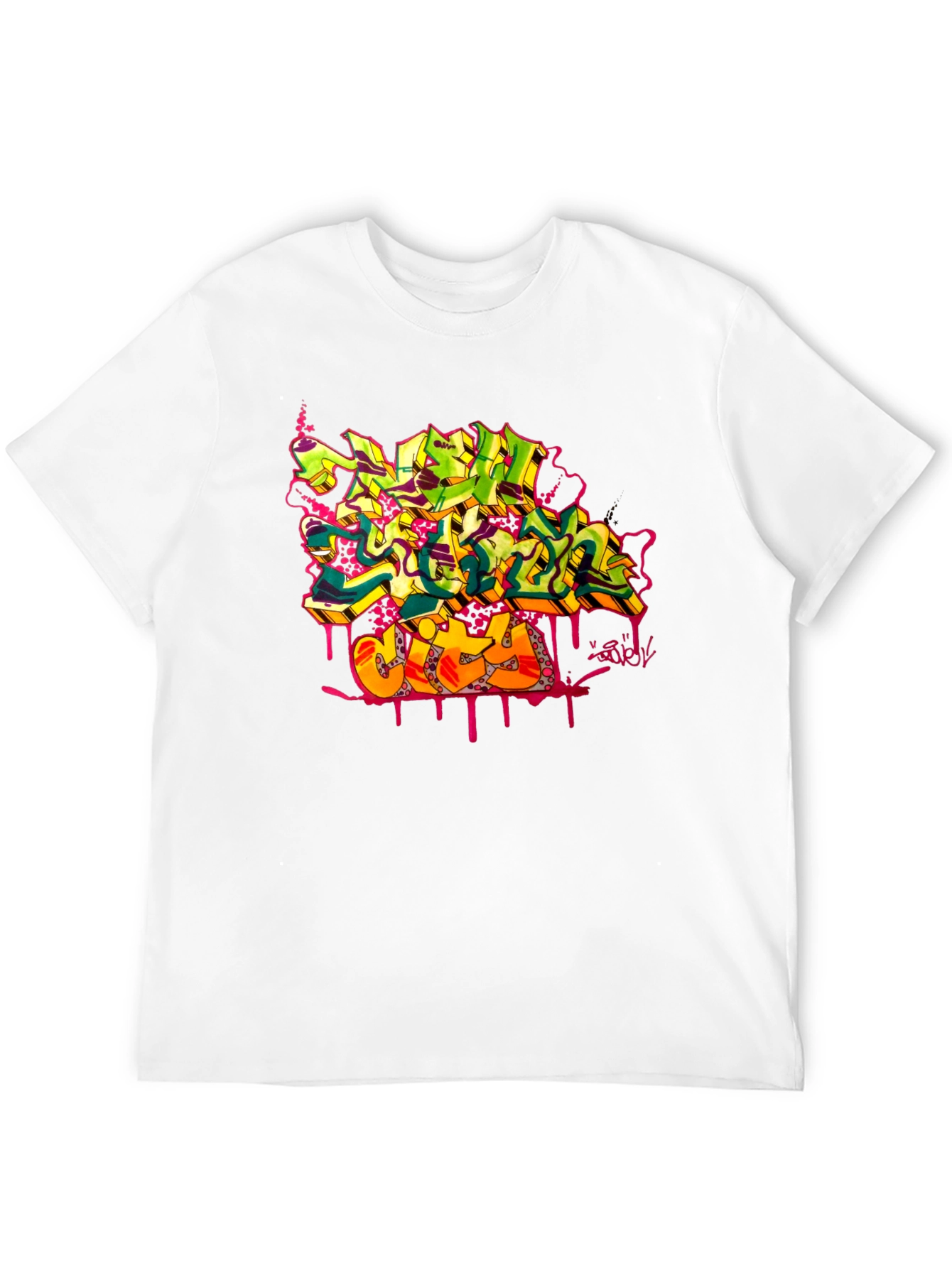 Graffiti City Graphic Print Black T-Shirt