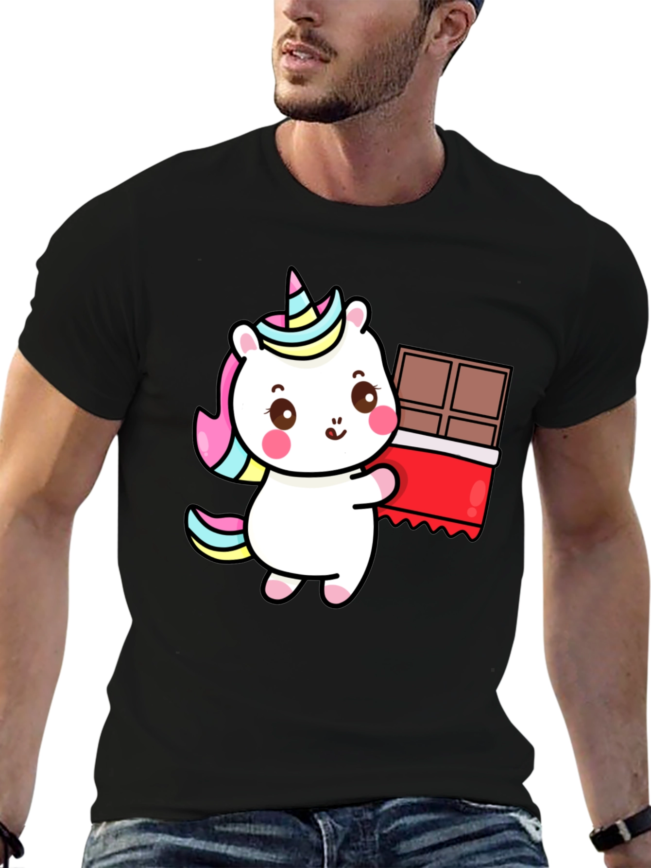 Unicorn Chocolate Bar Black T-Shirt