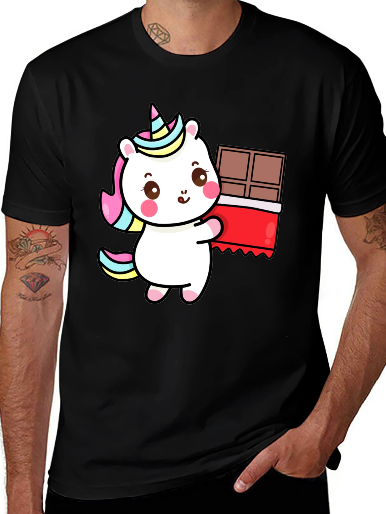 Unicorn Chocolate Bar Black T-Shirt