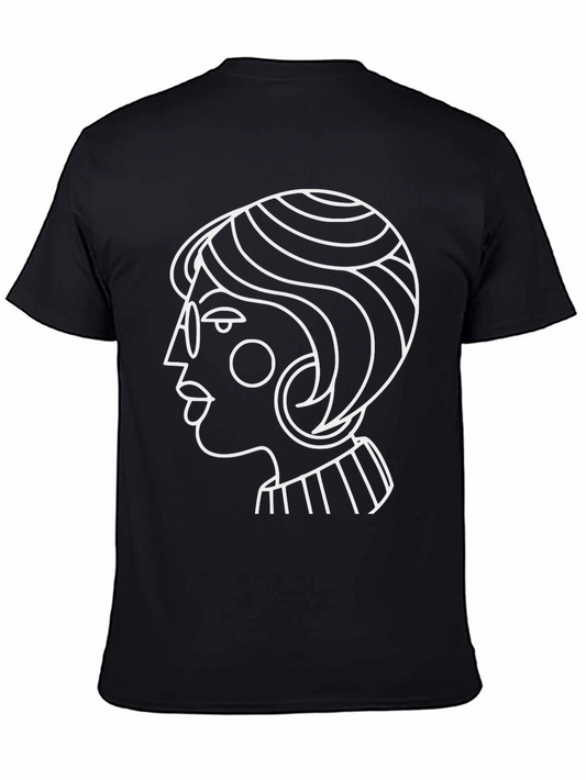 Abstract Woman Graphic Tee - Stylish Black T-Shirt