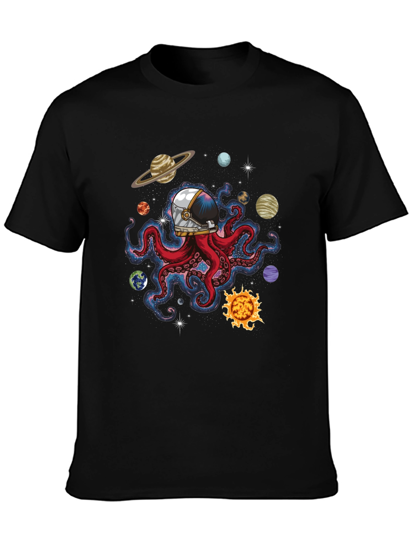 Space Octopus Graphic Tee - Black