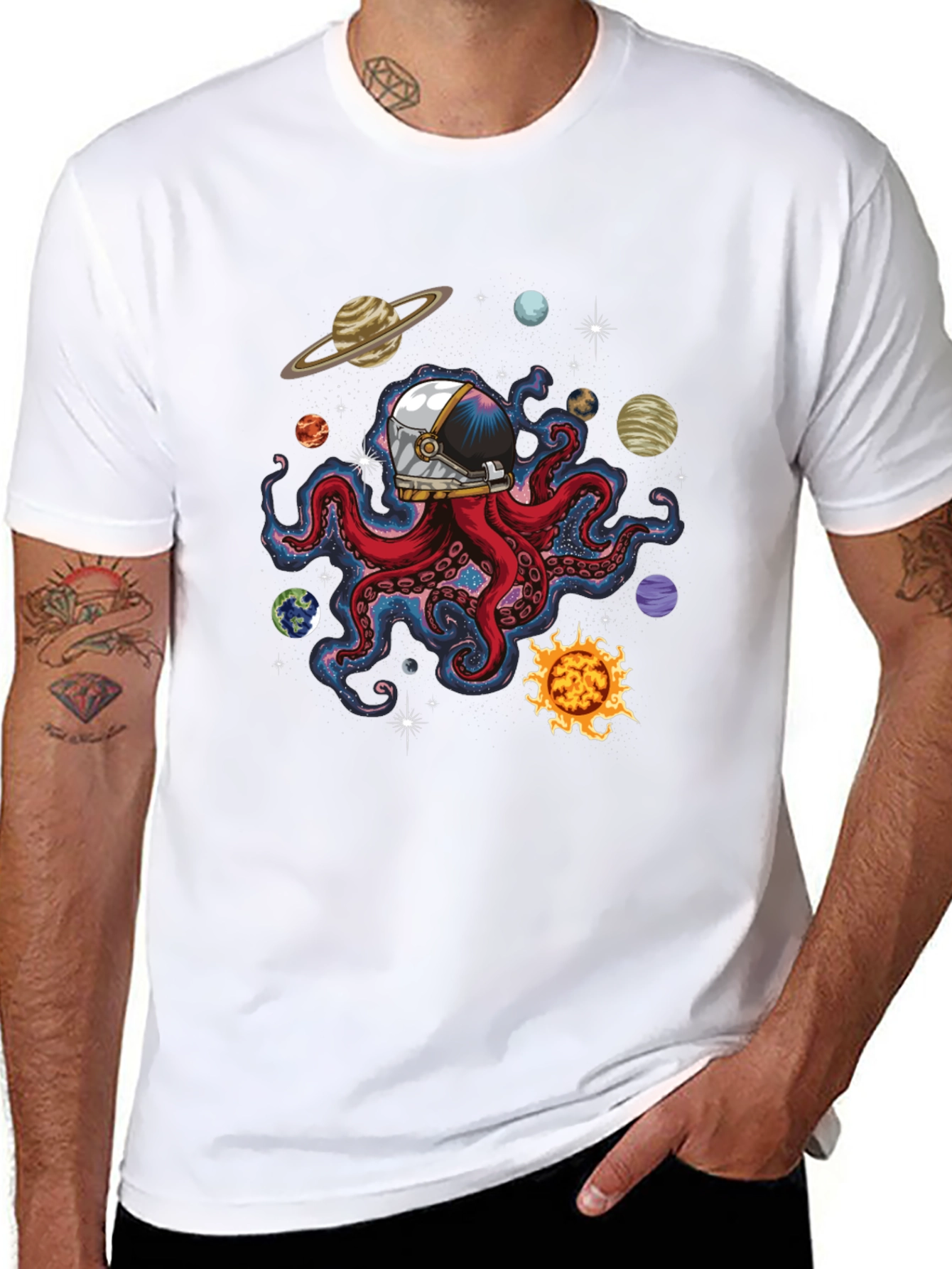 Space Octopus Graphic Tee - Black