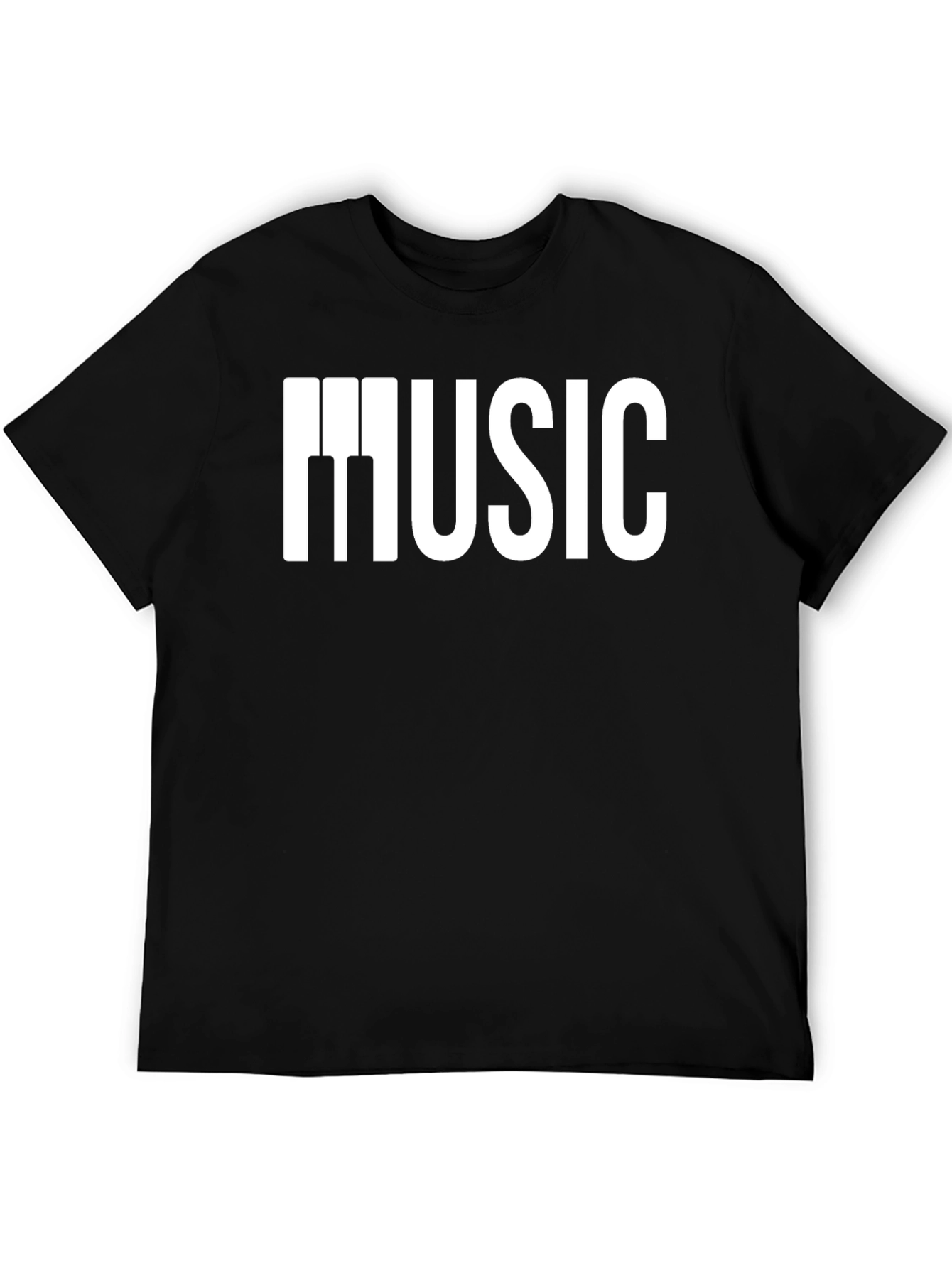 Music Piano Keys Graphic Black T-Shirt