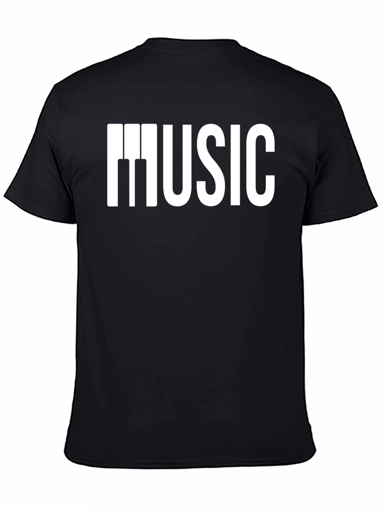 Music Piano Keys Graphic Black T-Shirt