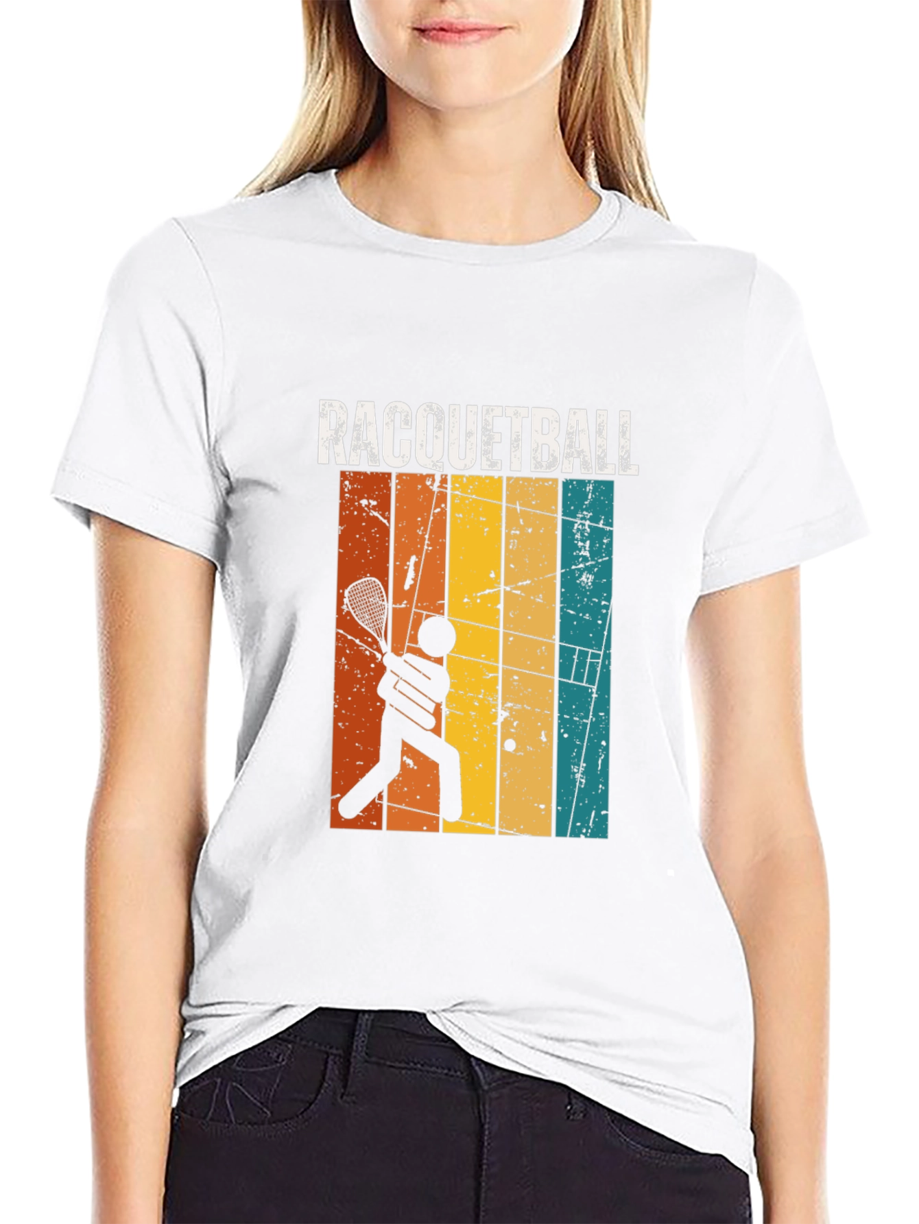 Racquetball Player Graphic Tee - Retro Style