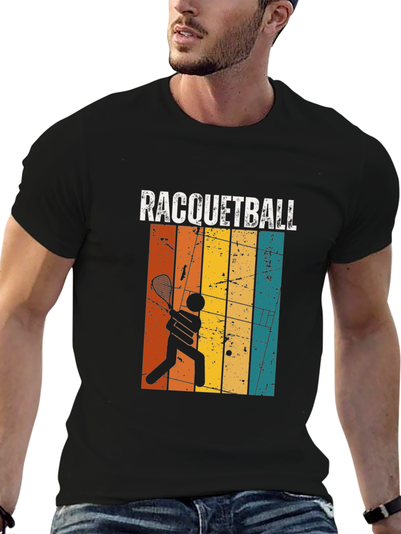 Racquetball Player Graphic Tee - Retro Style