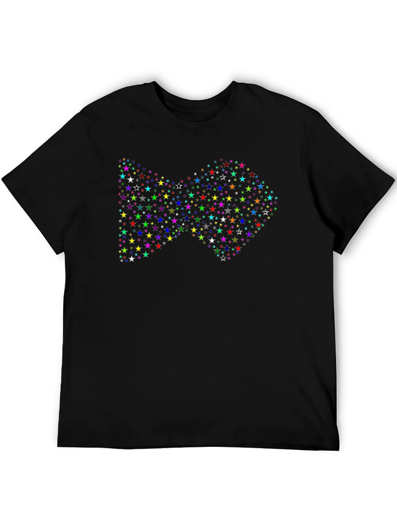 Star Pattern Black Crew Neck T-Shirt