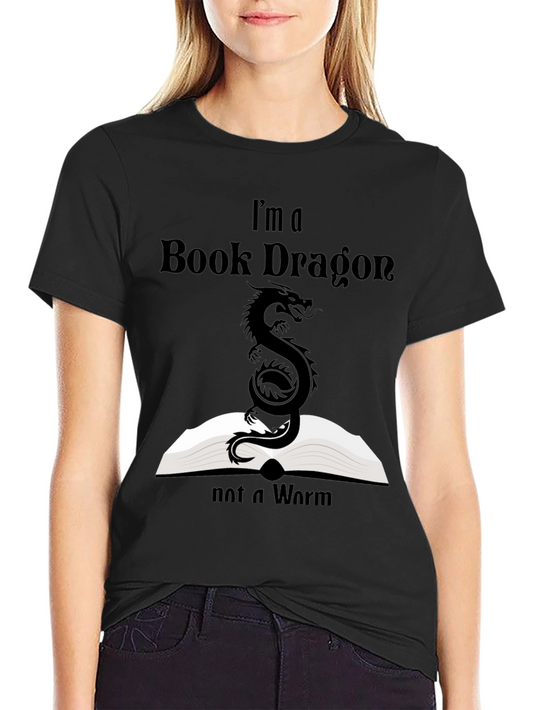 Book Dragon T-Shirt - Literary Black Tee for Readers