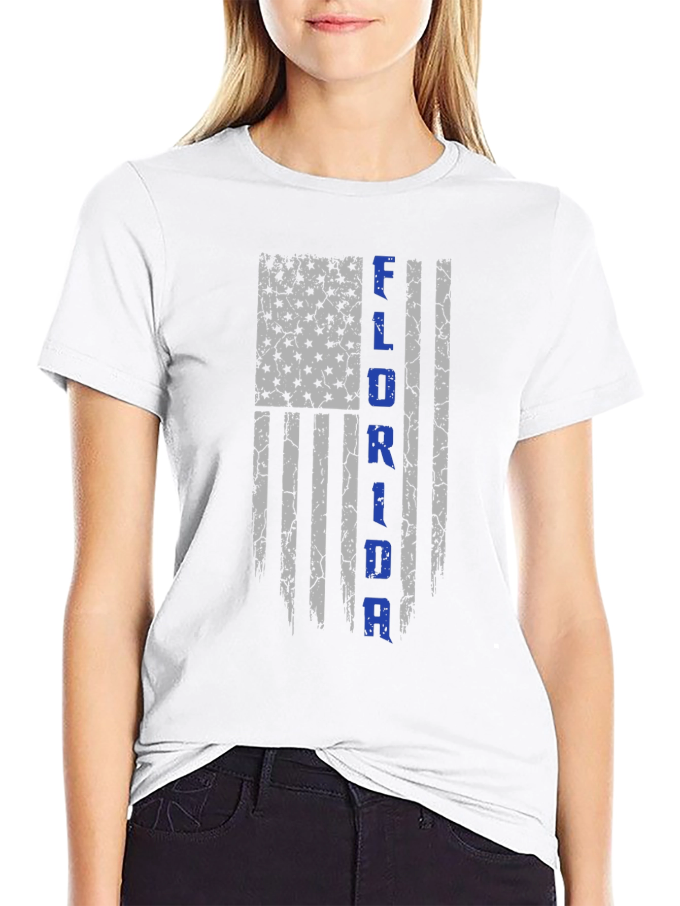 Florida Flag Distressed Graphic Tee - Black