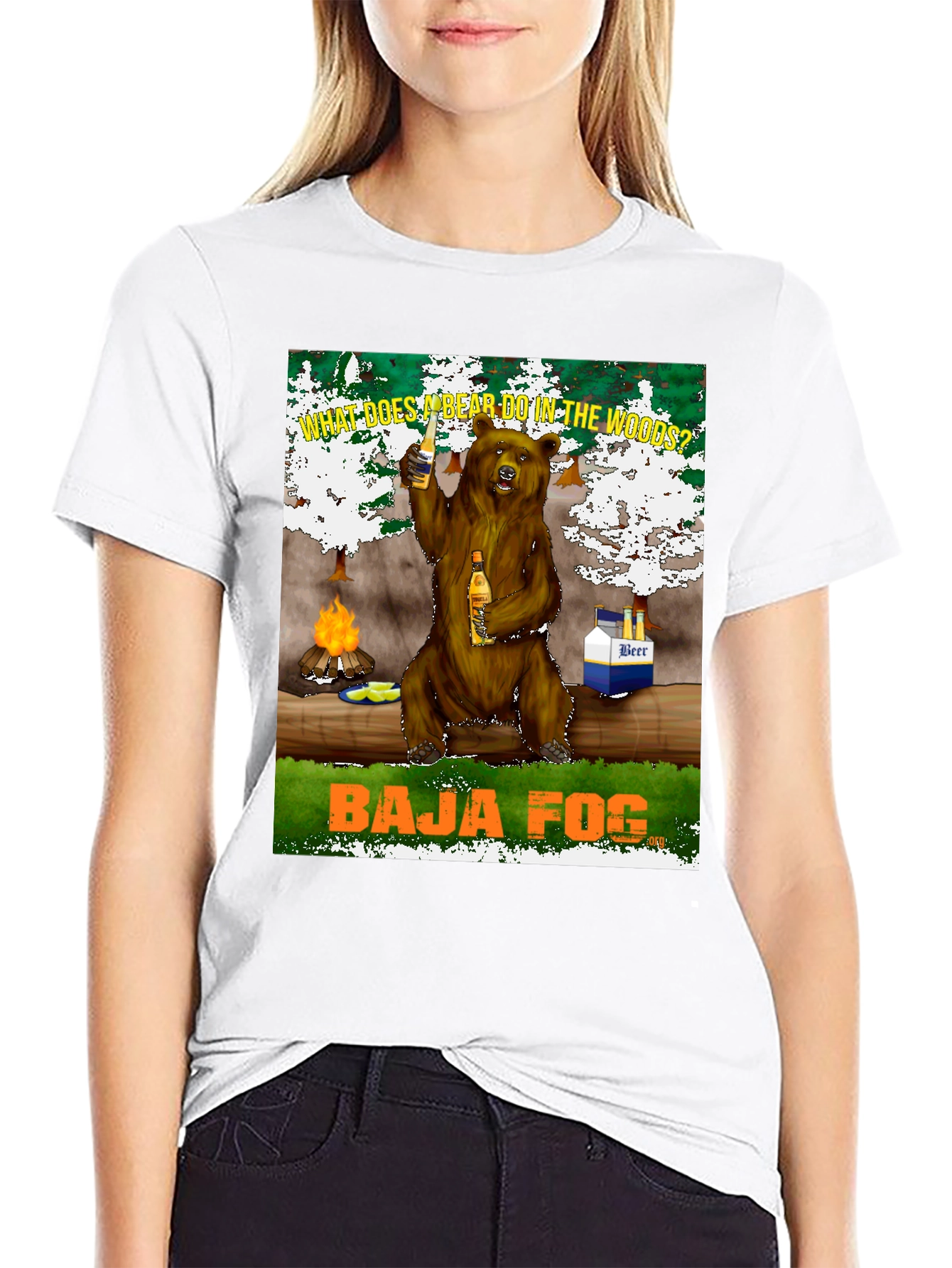 Baja Fog Bear in the Woods T-Shirt