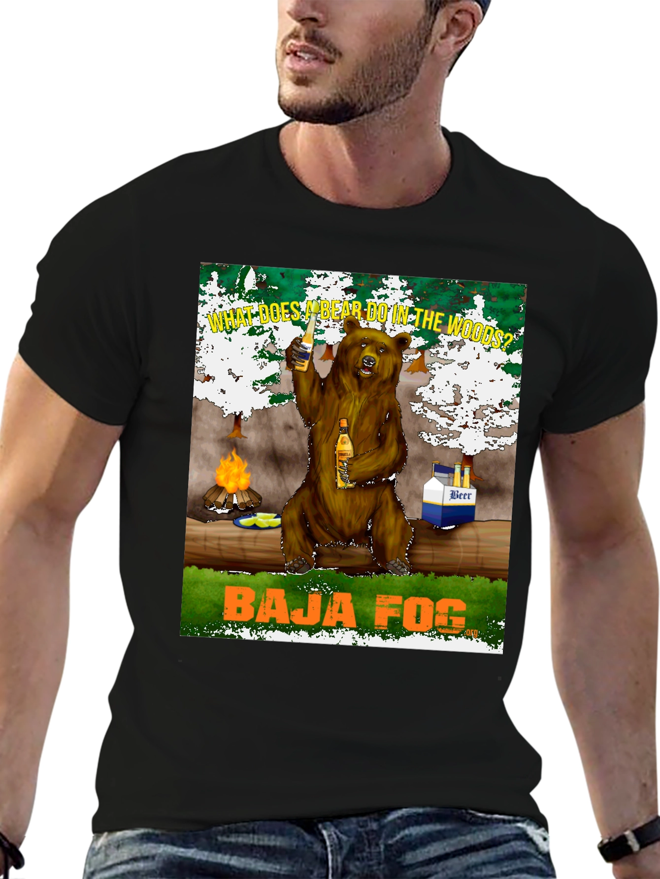 Baja Fog Bear in the Woods T-Shirt