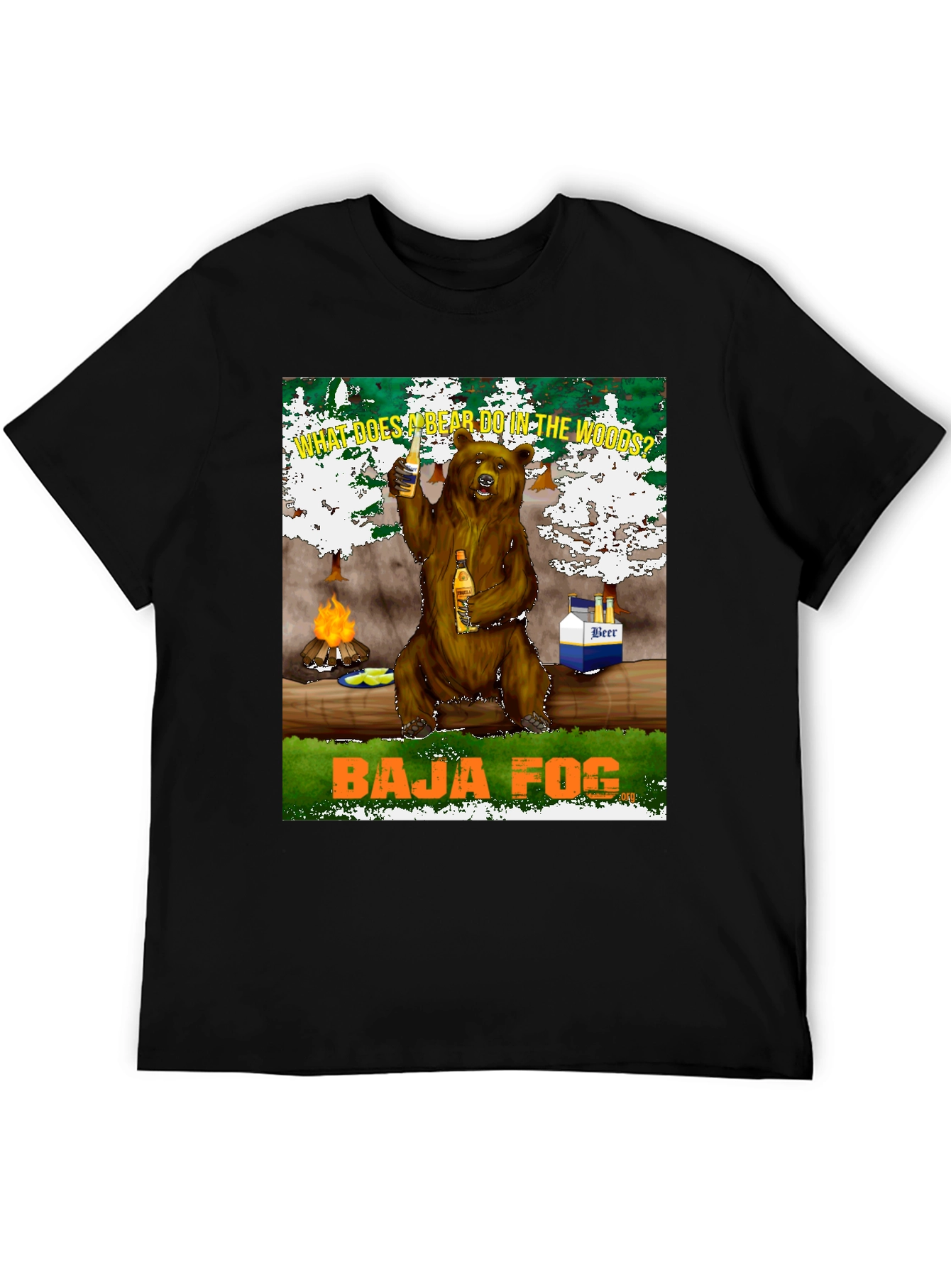 Baja Fog Bear in the Woods T-Shirt