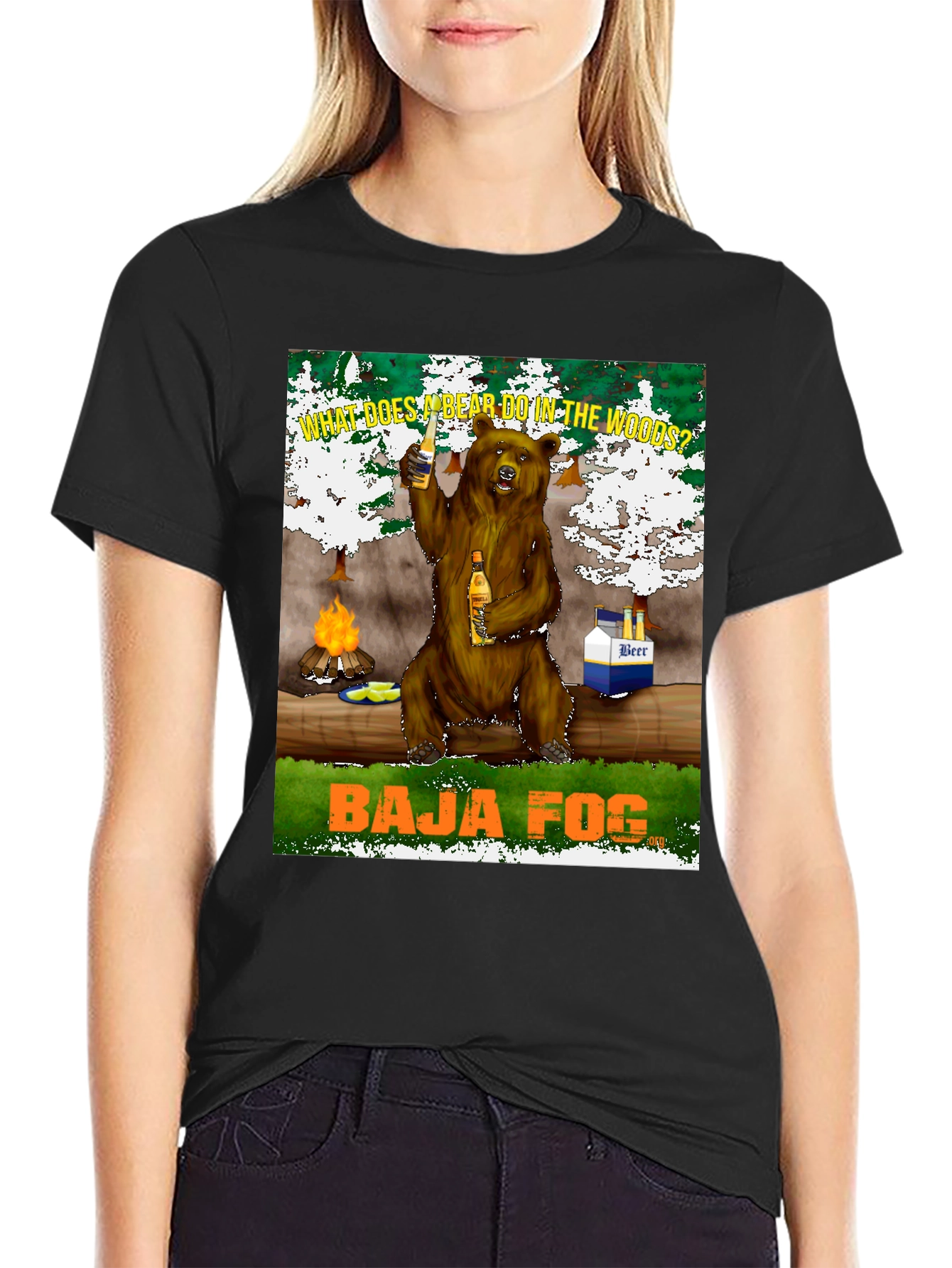 Baja Fog Bear in the Woods T-Shirt