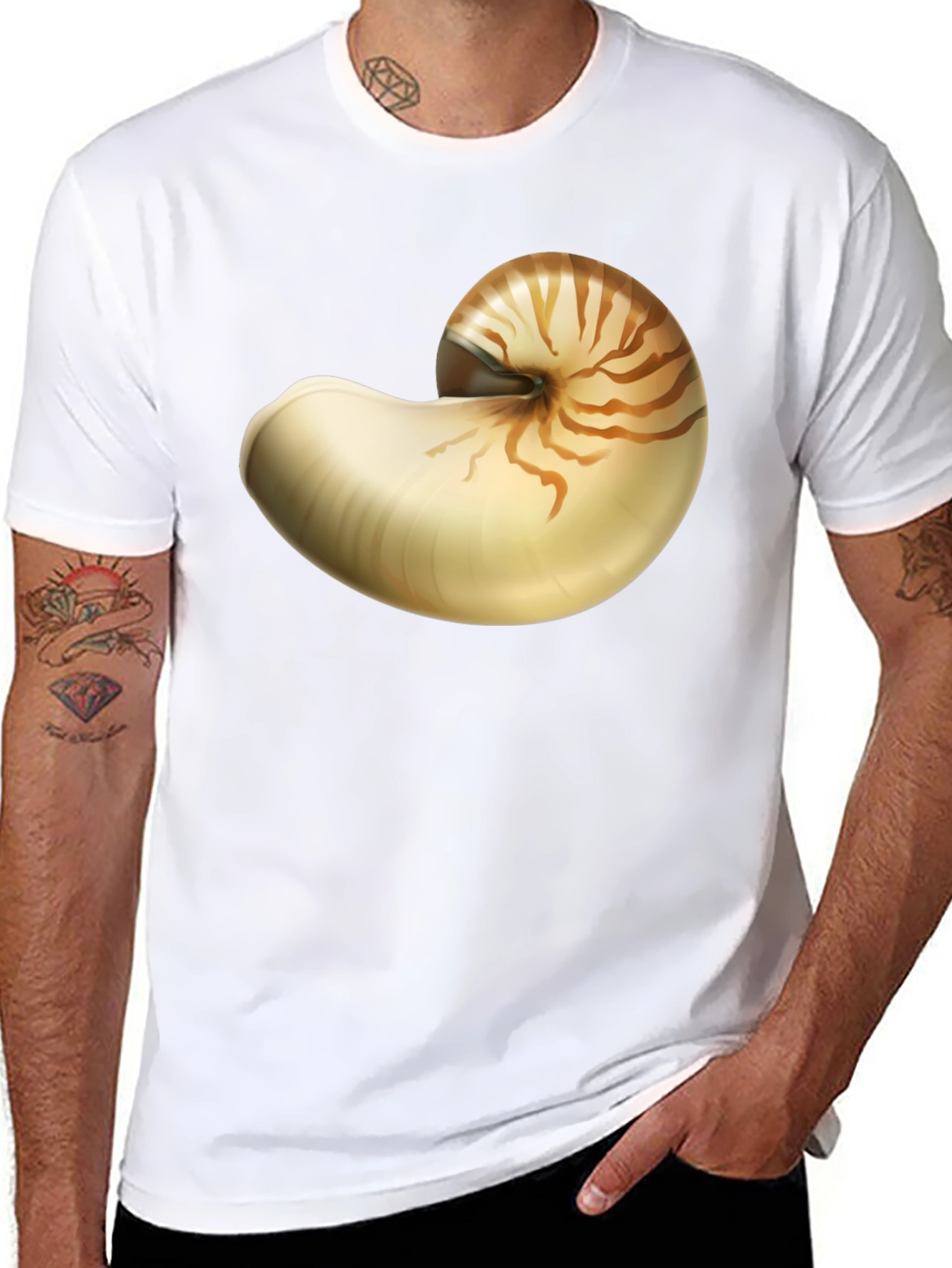 Nautilus Shell Graphic Tee - Black Cotton Blend