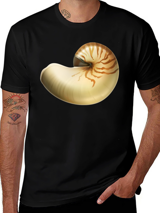 Nautilus Shell Graphic Tee - Black Cotton Blend