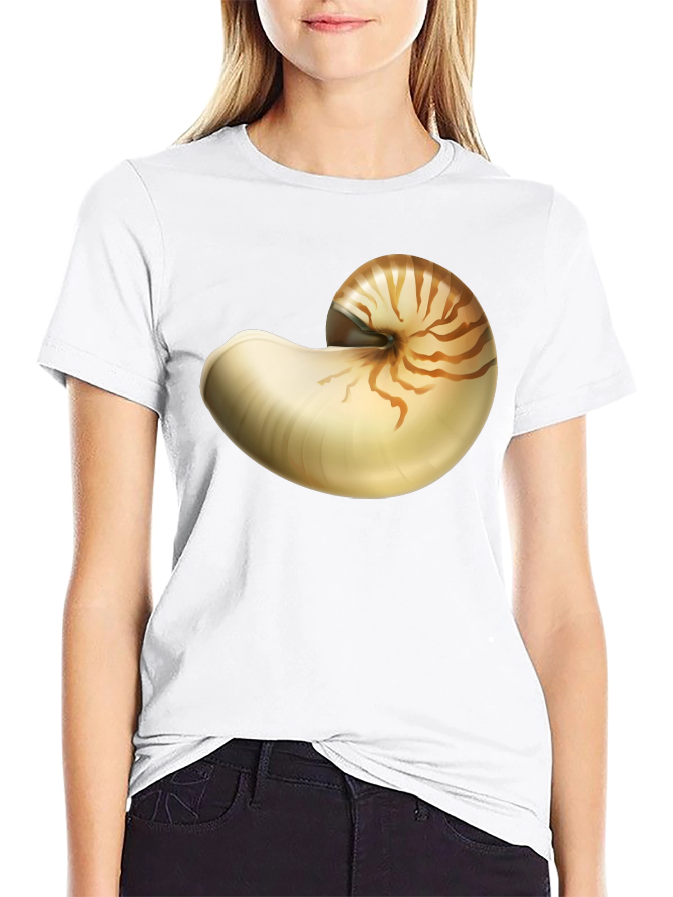 Nautilus Shell Graphic Tee - Black Cotton Blend