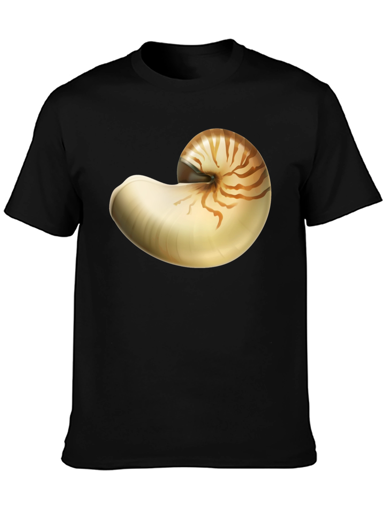Nautilus Shell Graphic Tee - Black Cotton Blend
