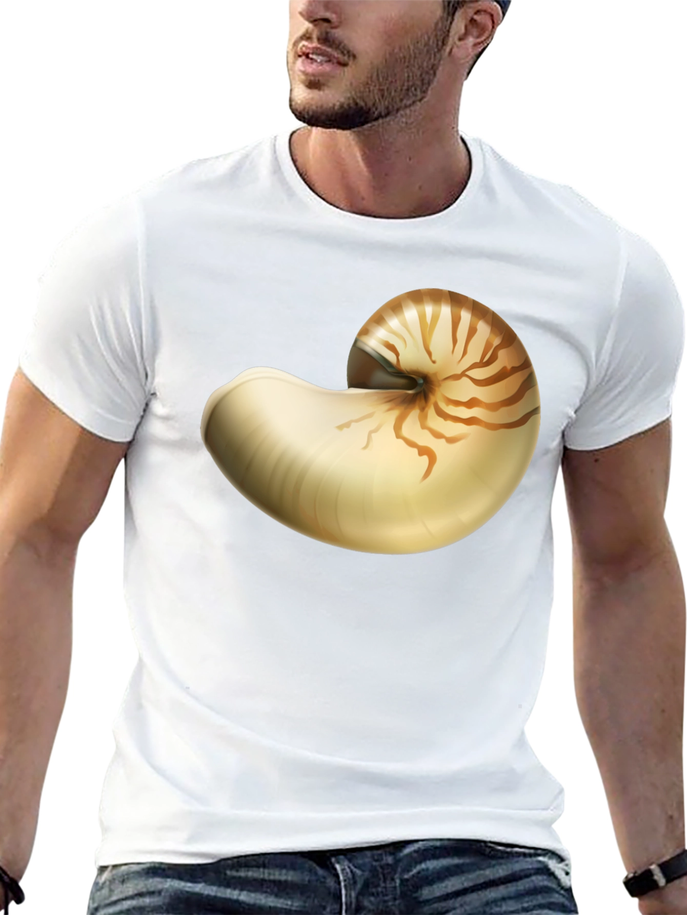Nautilus Shell Graphic Tee - Black Cotton Blend