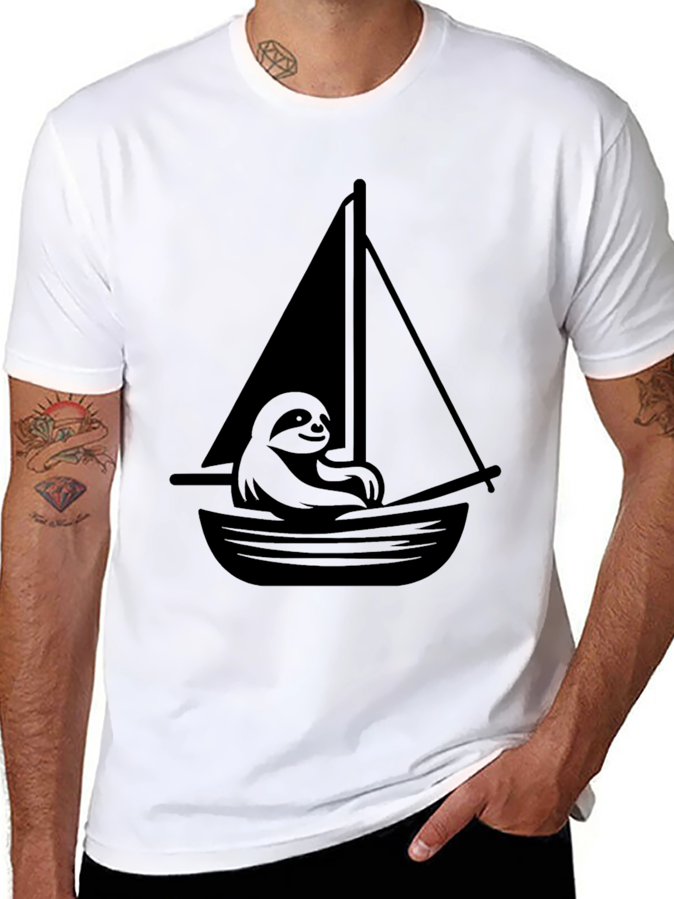 Sloth on a Sailboat Graphic T-Shirt