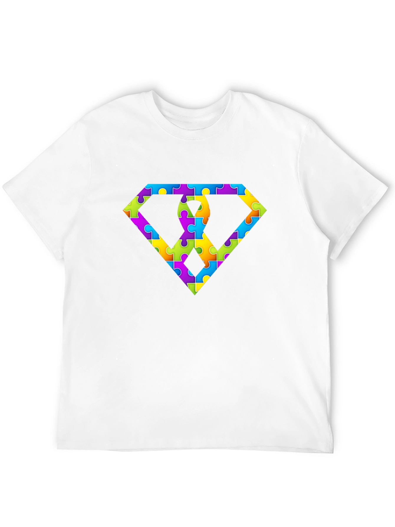 Autism Awareness Puzzle Piece Diamond Graphic T-Shirt