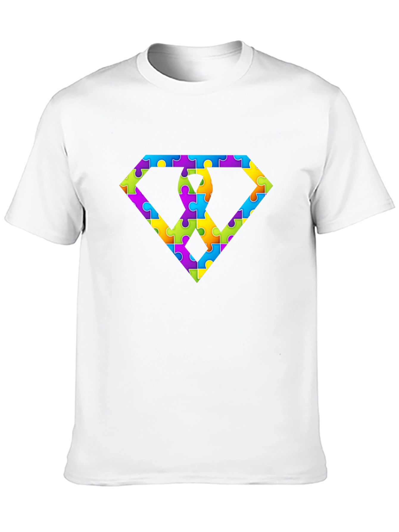 Autism Awareness Puzzle Piece Diamond Graphic T-Shirt