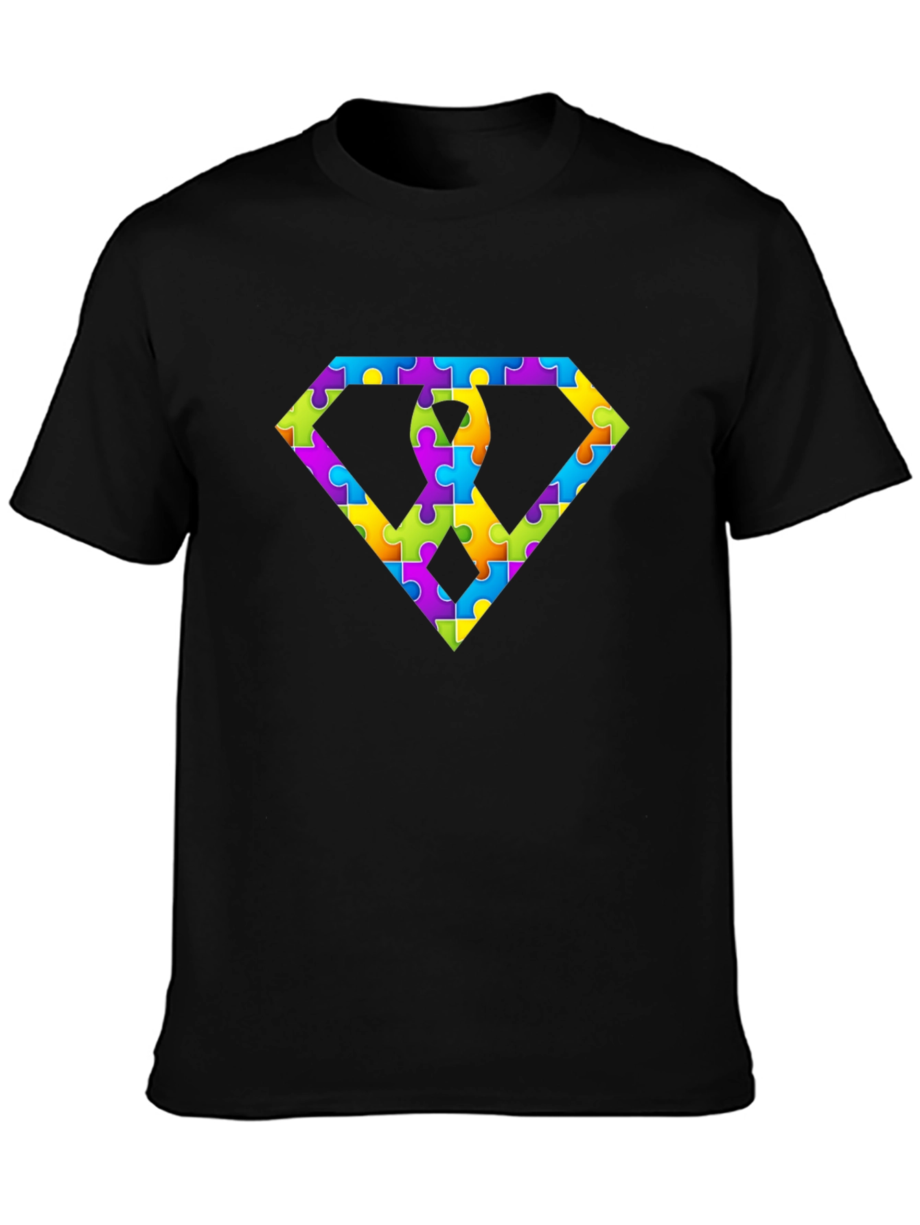 Autism Awareness Puzzle Piece Diamond Graphic T-Shirt