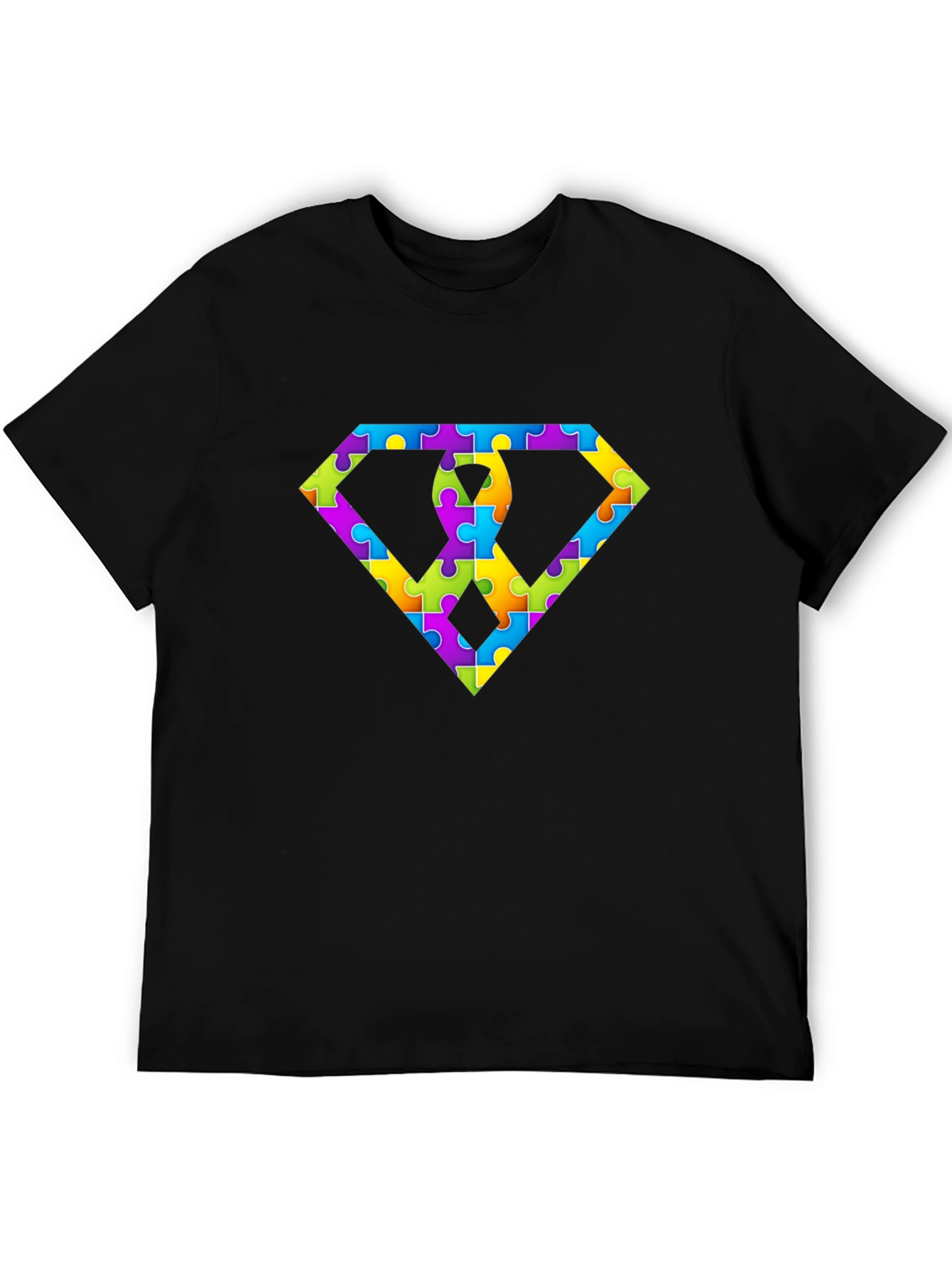 Autism Awareness Puzzle Piece Diamond Graphic T-Shirt
