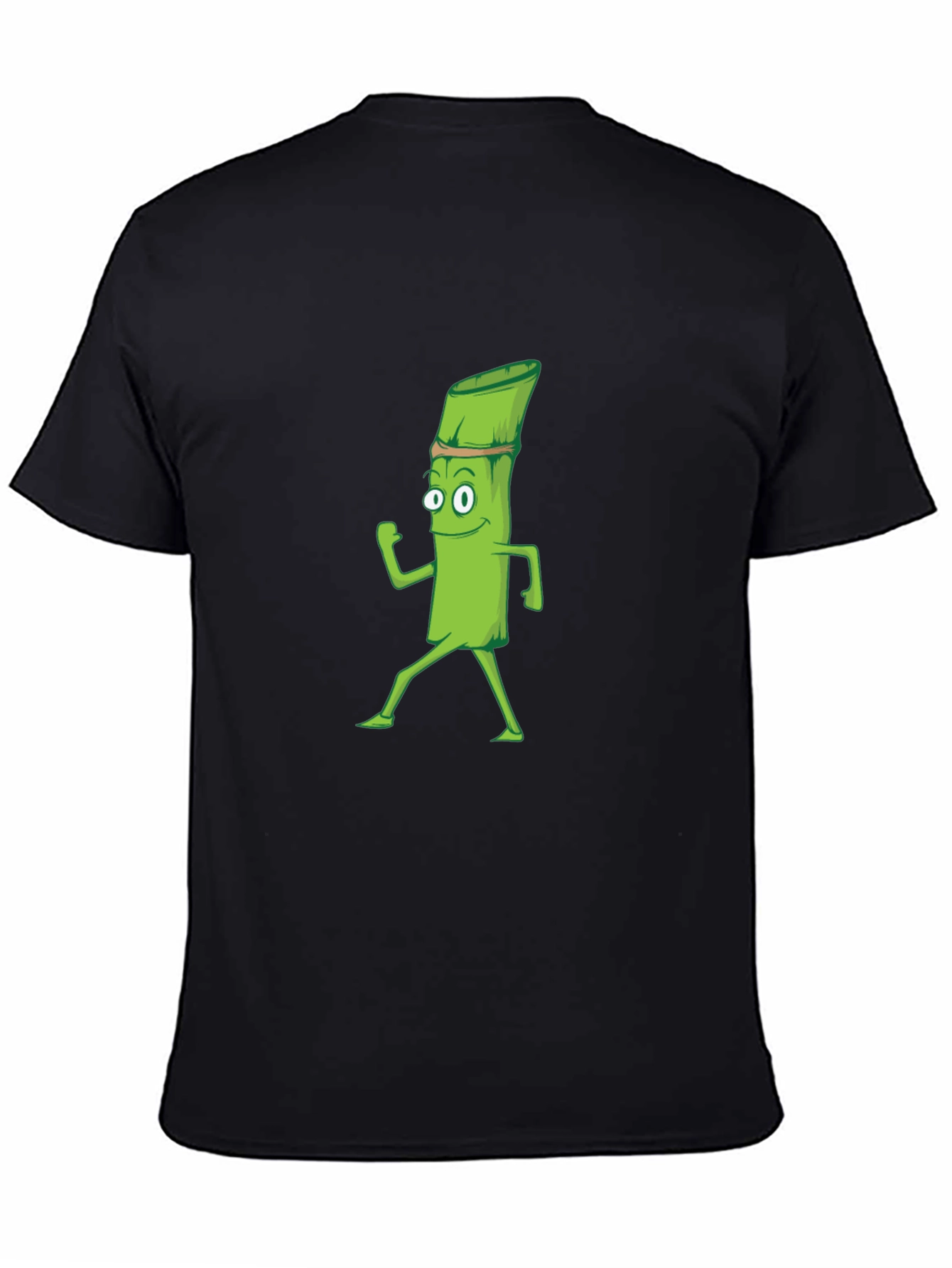 Funny Asparagus Cartoon Black T-Shirt