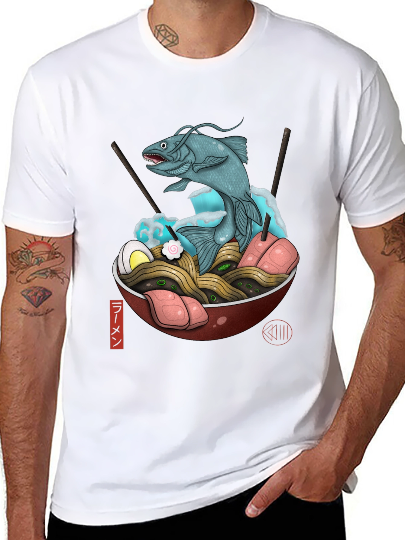 Ramen Bowl T-Shirt with Fish