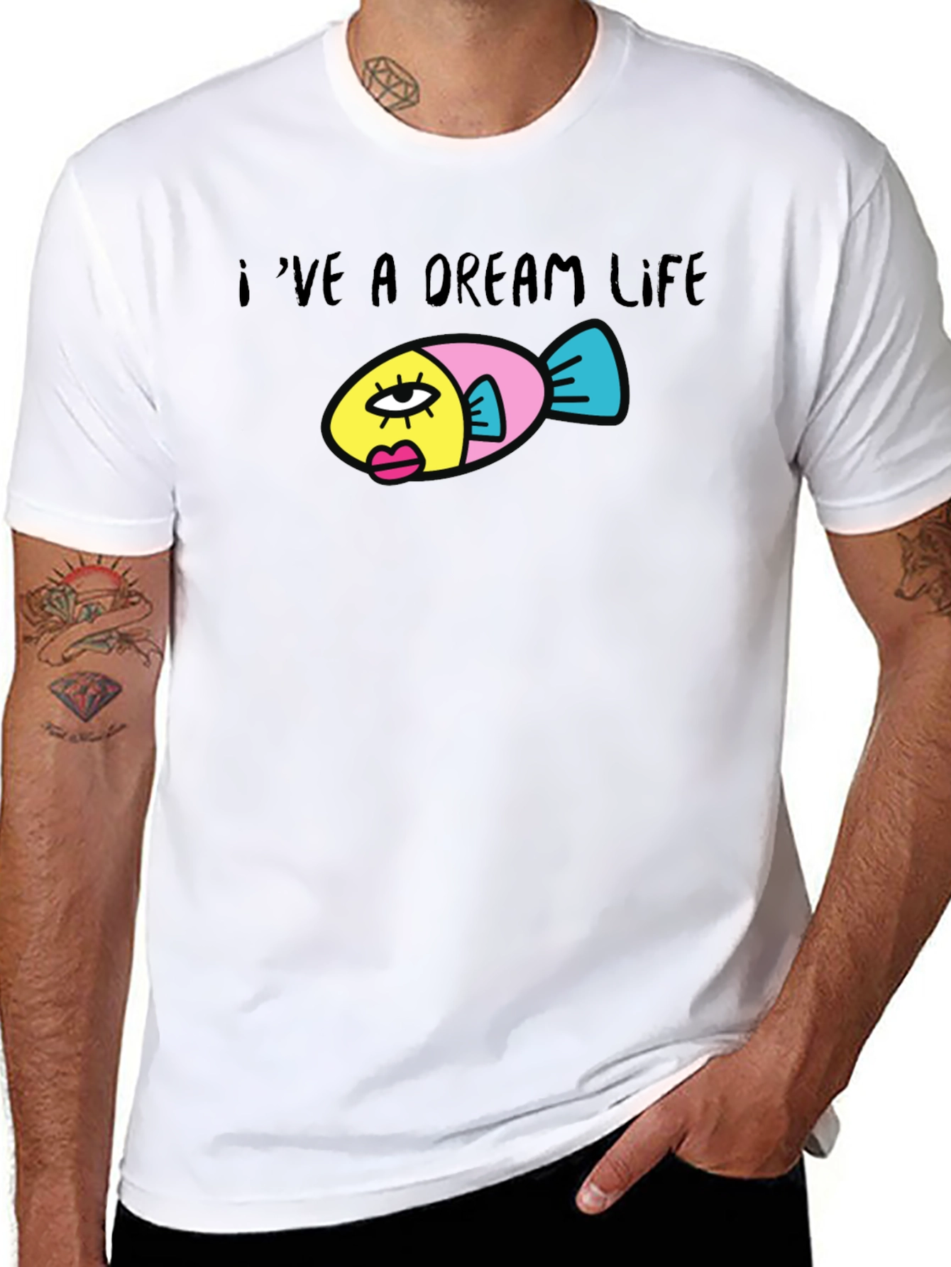 Dream Life Fish Graphic Black T-Shirt