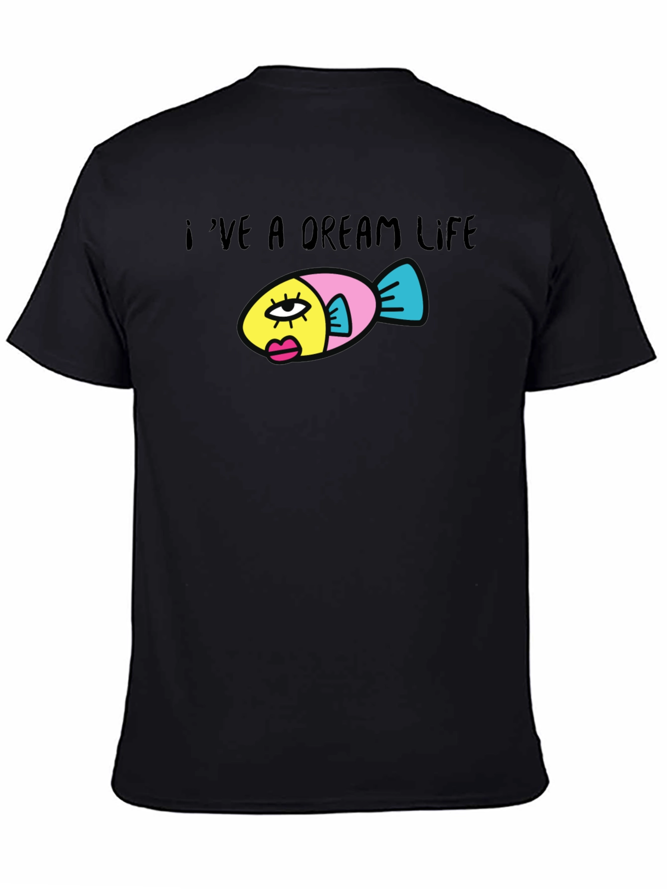 Dream Life Fish Graphic Black T-Shirt
