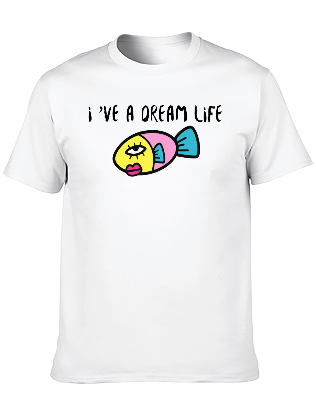 Dream Life Fish Graphic Black T-Shirt