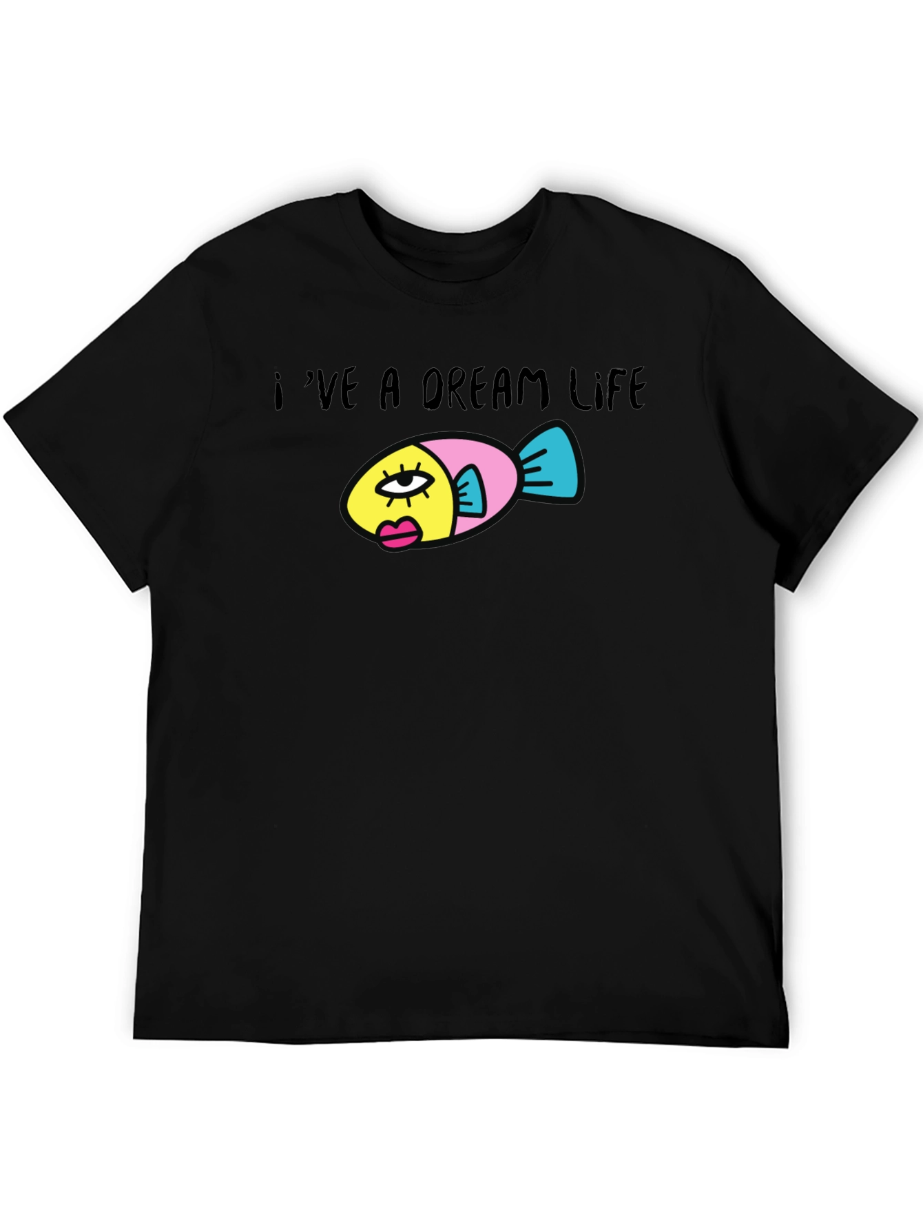 Dream Life Fish Graphic Black T-Shirt