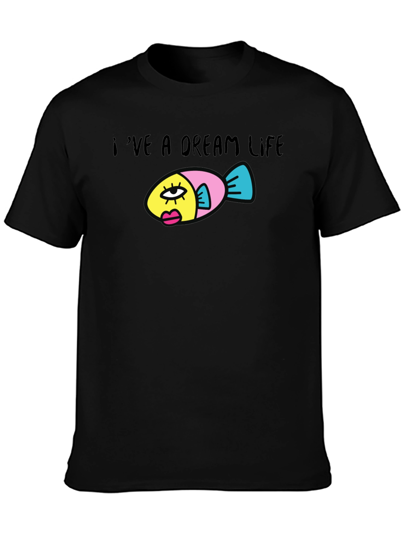 Dream Life Fish Graphic Black T-Shirt