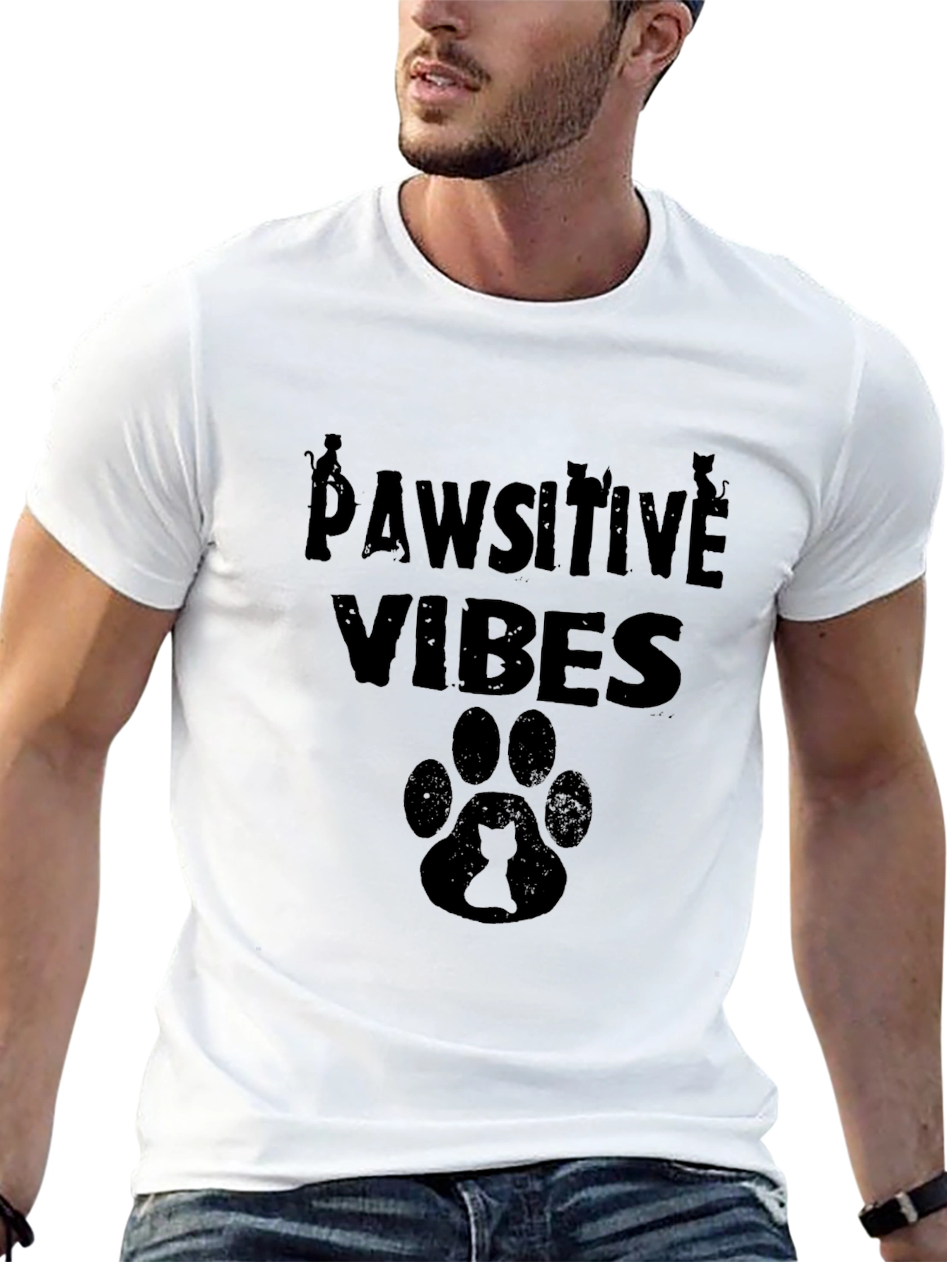 Pawsitive Vibes Black Graphic T-Shirt