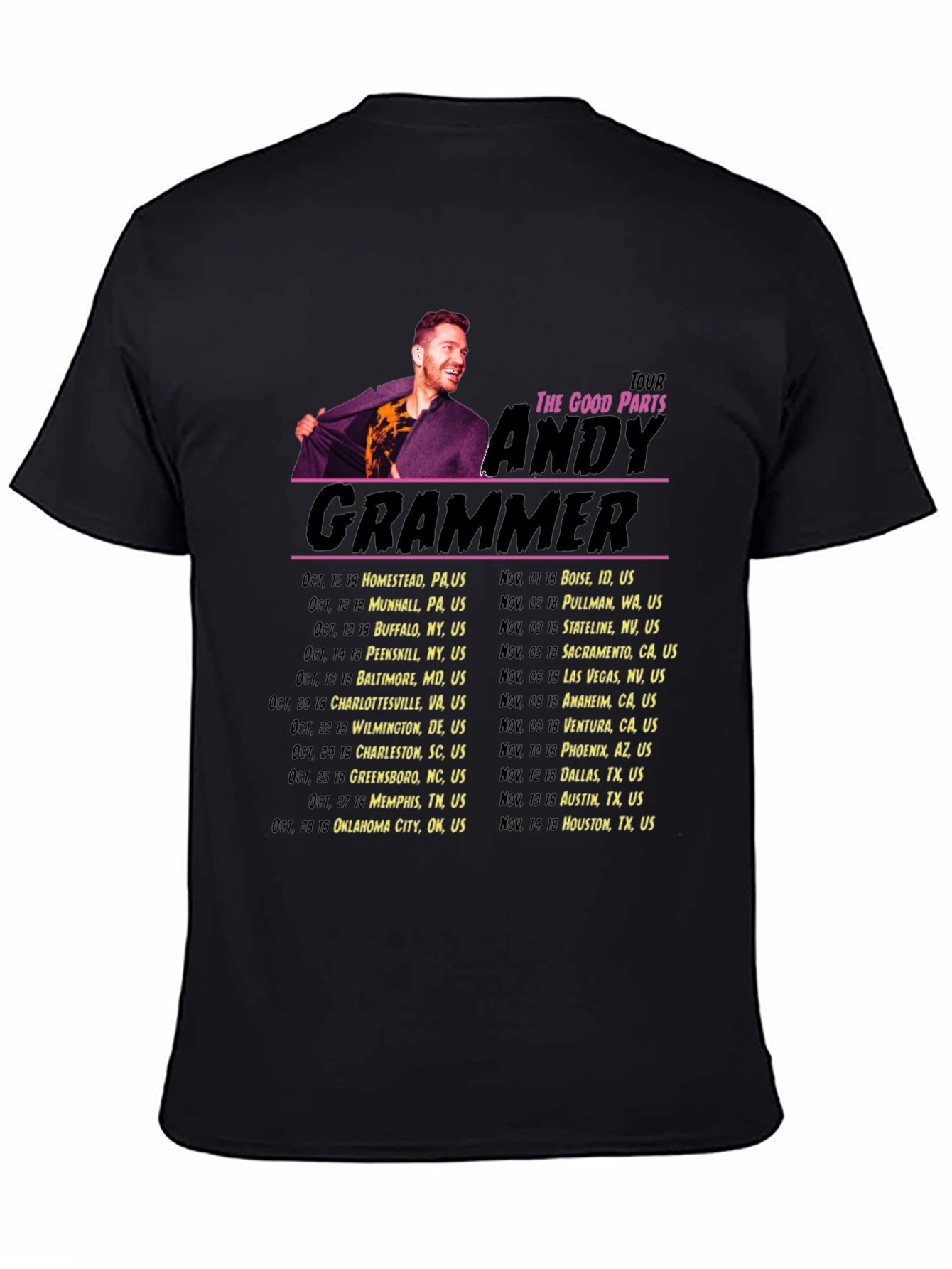 Andy Grammer The Good Parts Tour Black T-Shirt